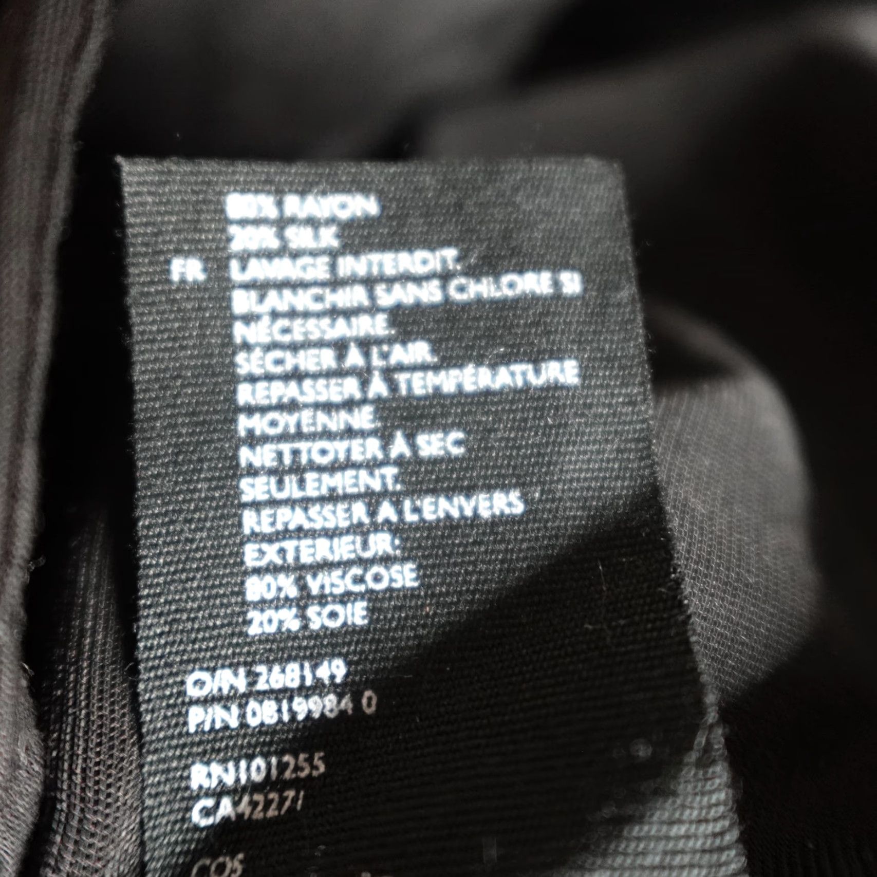 Cos COS Dress Womens 6 Black Velvet Long Sleeve Pockets Sheath Rayon Silk Solid Size M / US 6-8 / IT 42-44 - 5 Thumbnail
