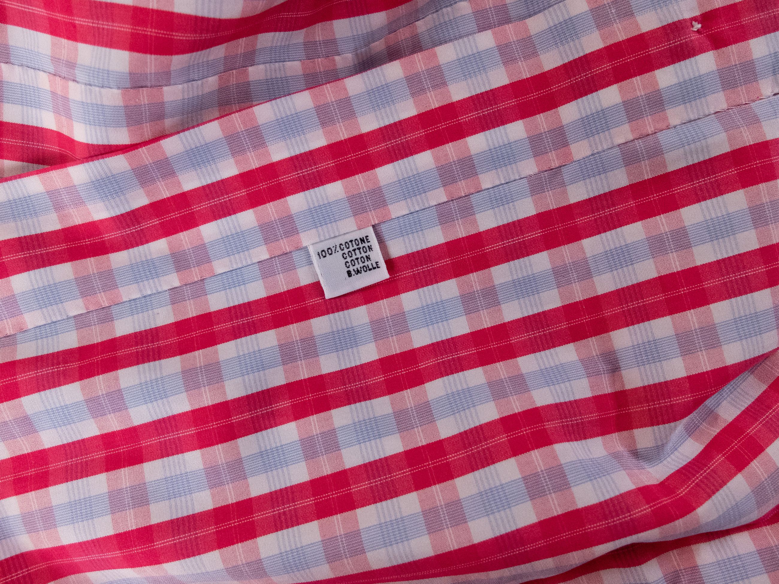 Kiton KITON Napoli pink white plaid motif formal dress shirt 41 16 Size US L / EU 52-54 / 3 - 4 Thumbnail