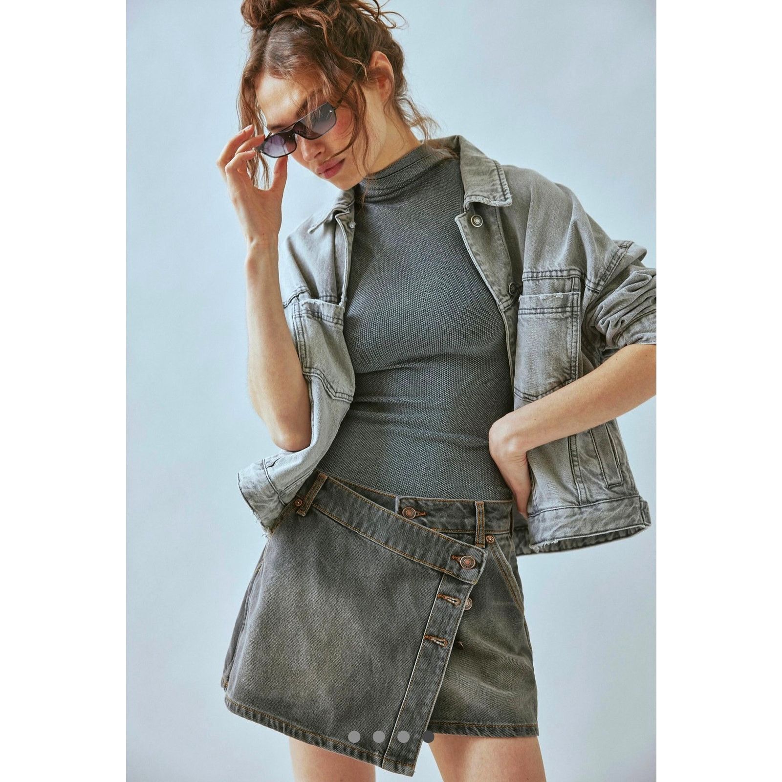 Free People Free People We The Free Wynne Denim Skirt Archive Gray 32 Size 32" / US 10 / IT 46 - 4 Thumbnail