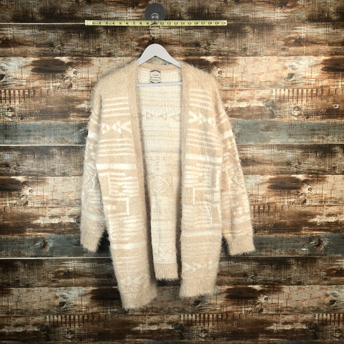 DL Denifits Navajo fur shaggy mohair Cardigan Knitwear #C333