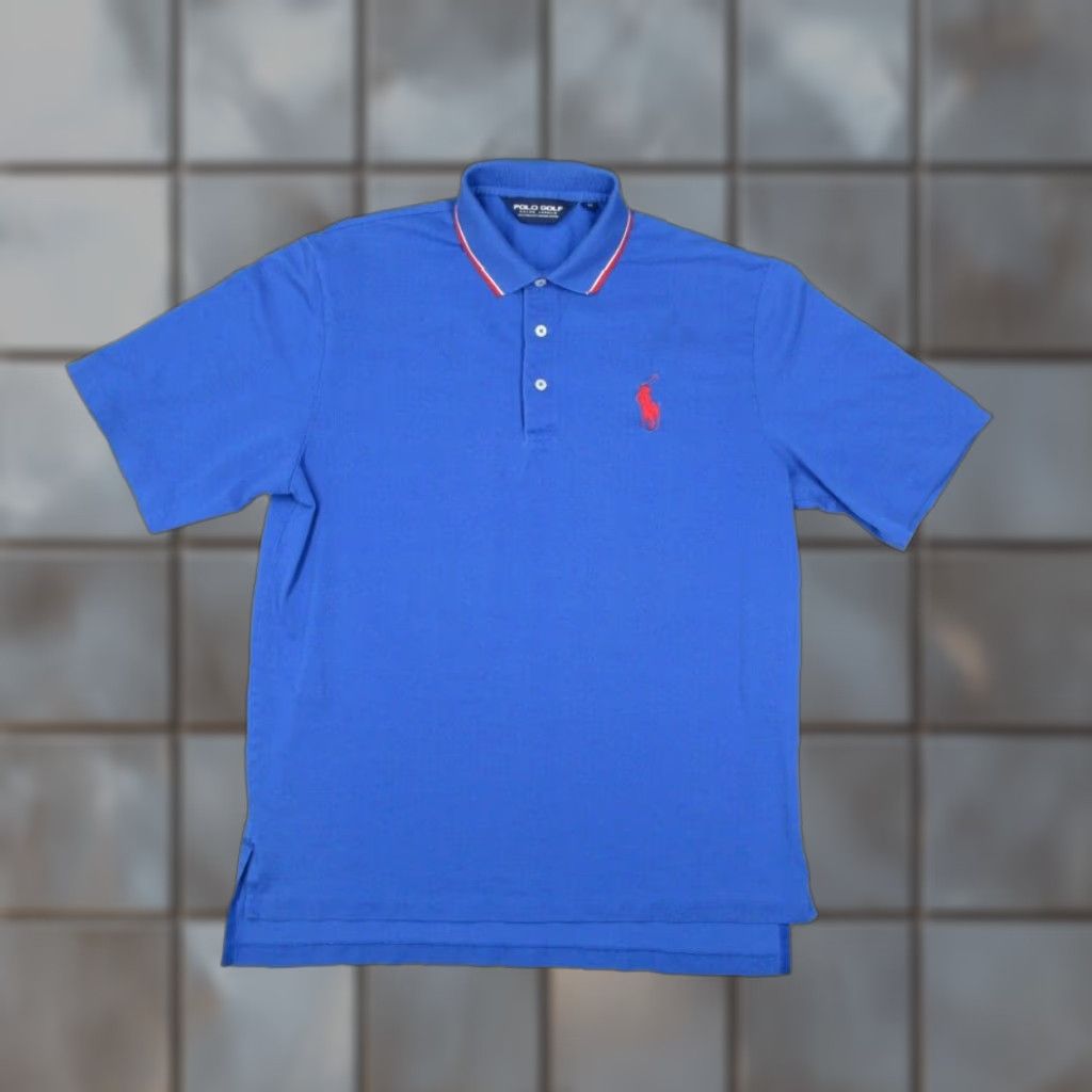 Vintage VINTAGE Polo Golf Ralph Lauren Shirt Mens Blue Short Sleeve Pique Polo 100% Cotton Embroidered Big Red Pony Medium Size US M / EU 48-50 / 2 - 1 Thumbnail