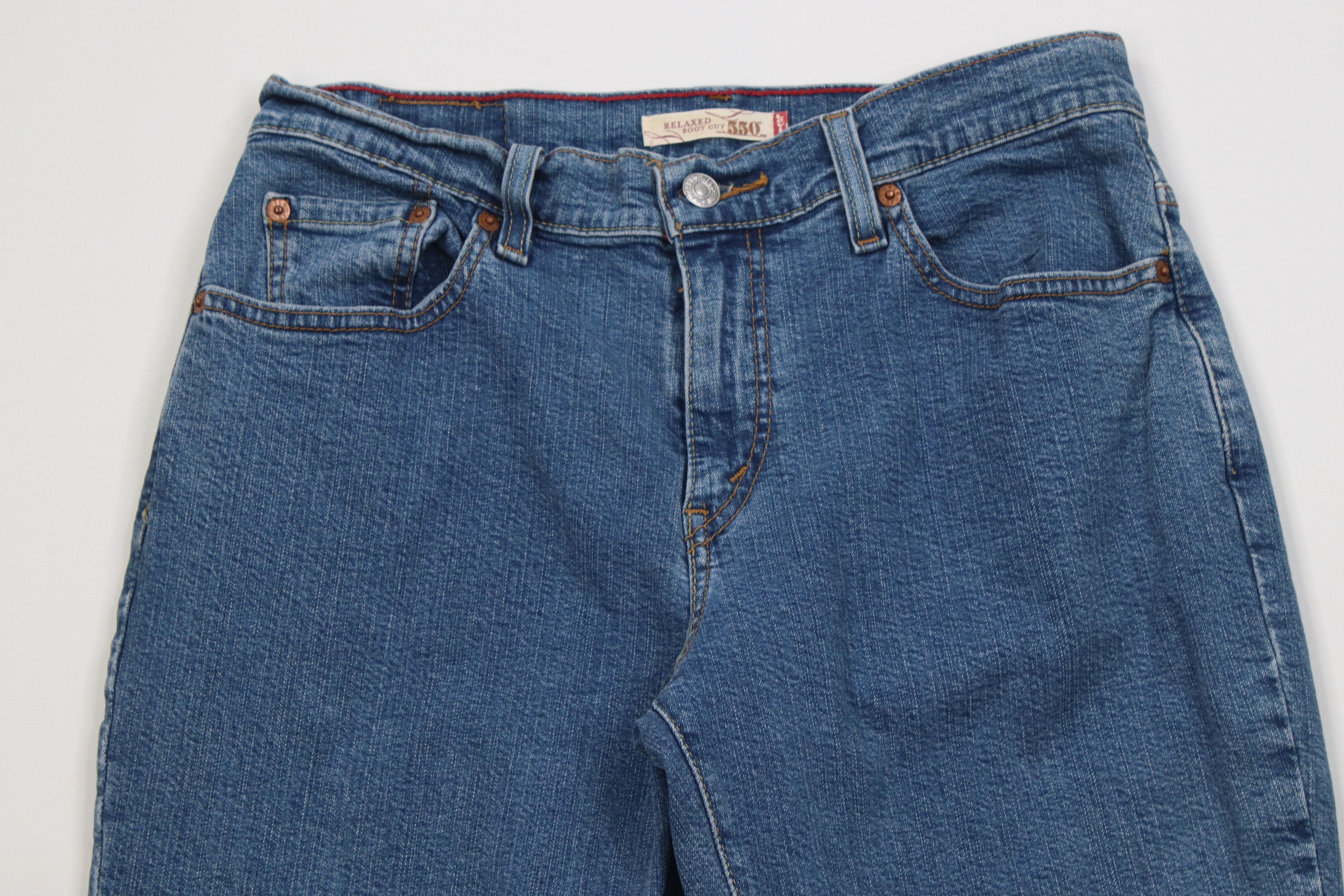 Levi's Vintage Y2K Levis 550 Boot Cut Flared Denim Jeans Stretch Size 32" / US 10 / IT 46 - 2 Thumbnail