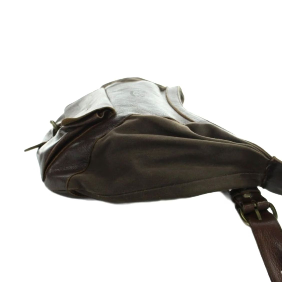 Il Bisonte IL BISONTE Shoulder Bag Mens Brown Leather Canvas Logo Crossbody Size ONE SIZE - 3 Thumbnail