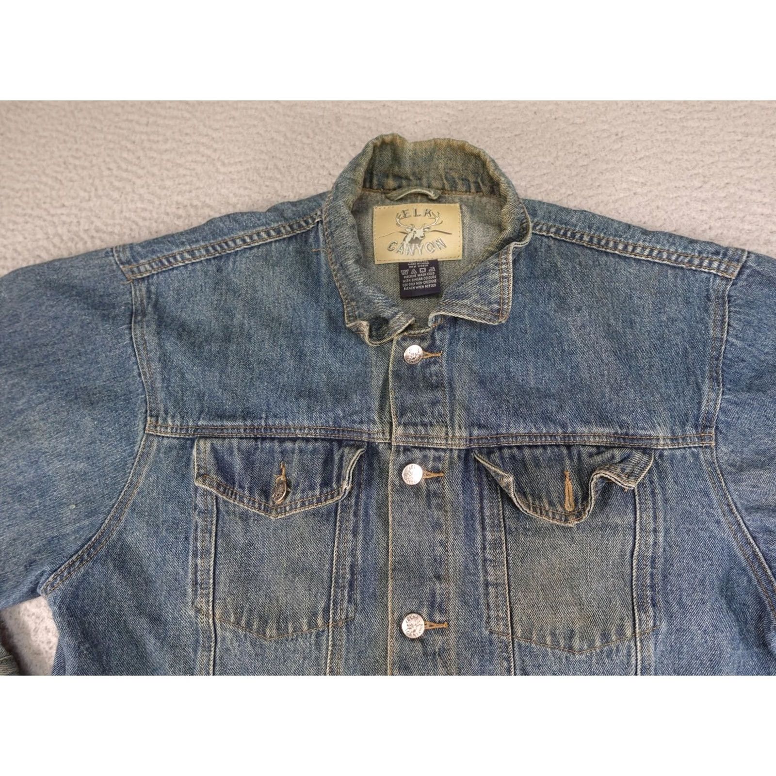 Vintage VINTAGE Elk Canyon Denim Jacket Mens XL Blue Trucker Embroidered Buck Deer Western Casual Size US XL / EU 56 / 4 - 2 Thumbnail