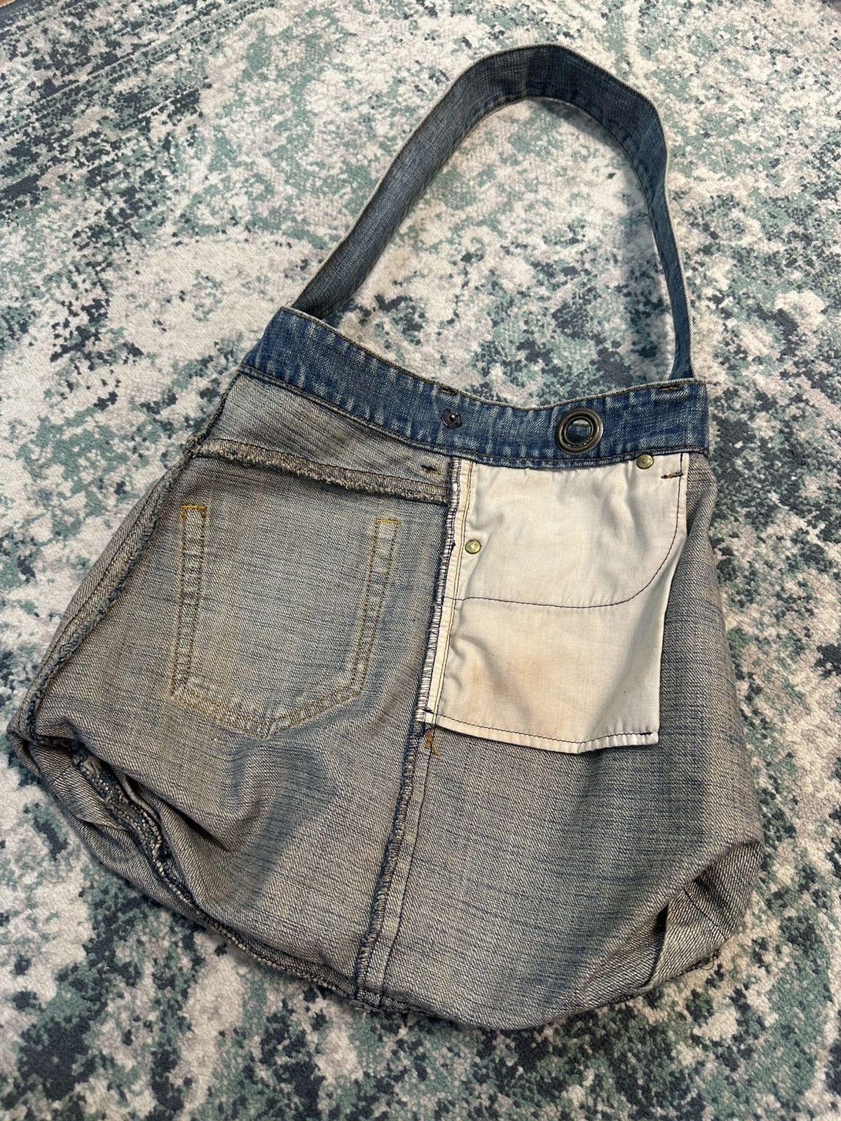 If Six Was Nine L.G.B Le Grande Bleu | Reconstructed Denim Distressed Bag Size ONE SIZE - 9 Thumbnail