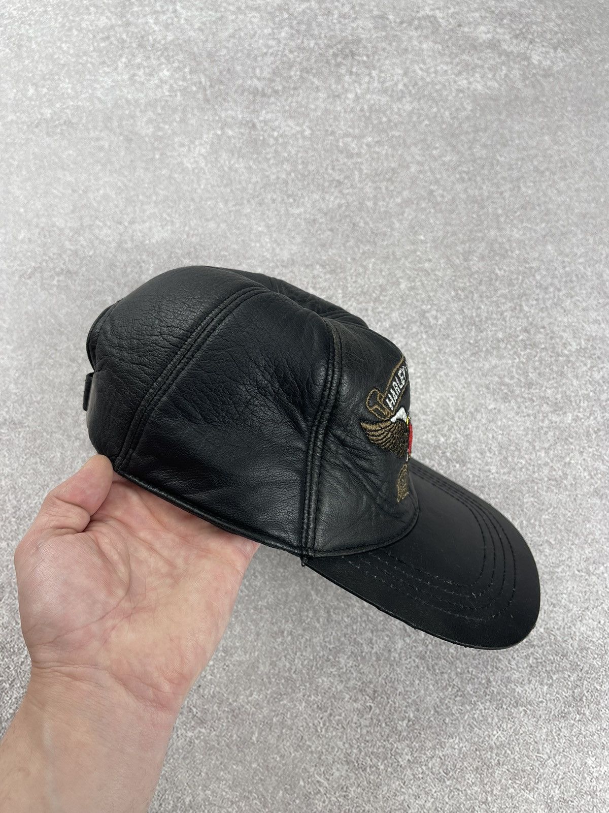 Harley Davidson × Vintage Vintage Harley Davidson Leather Cap OS Size ONE SIZE - 3 Thumbnail