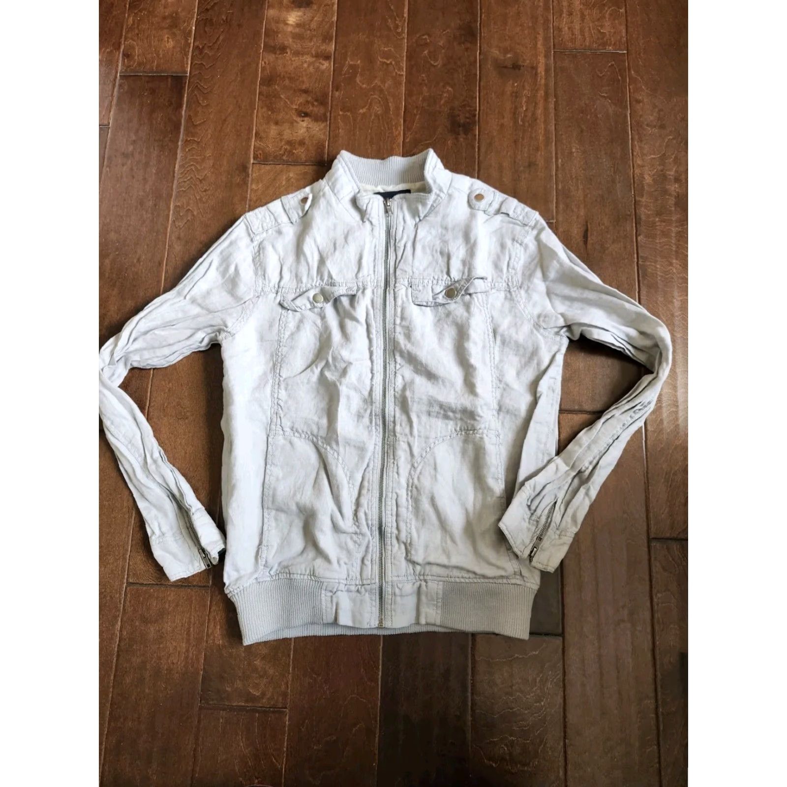 Vintage Twentyone Men Gray Zip Jacket with Pockets - Size L Size US L / EU 52-54 / 3 - 3 Thumbnail