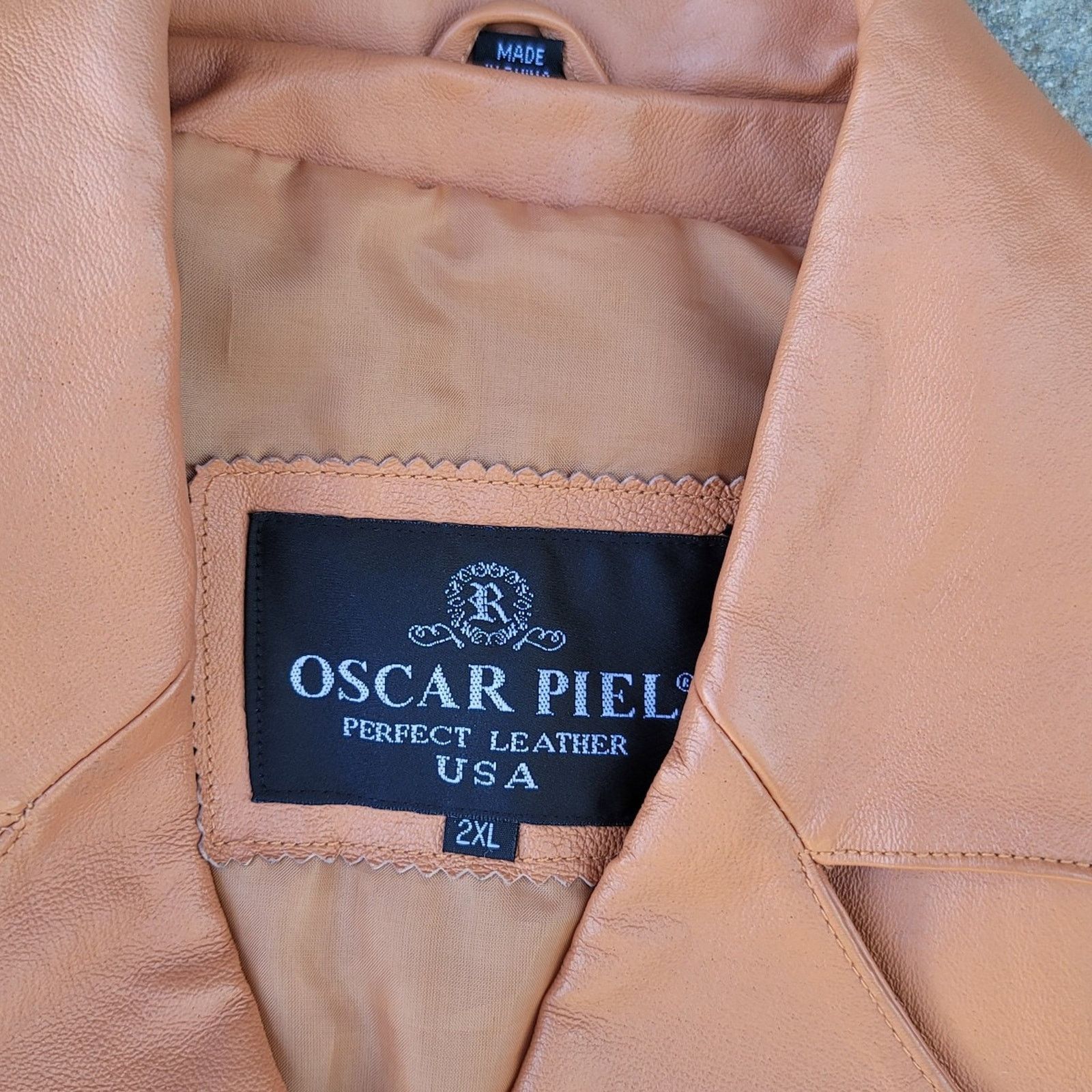 Oscar Piel Vtg Oscar Piel Leather Jacket Size XXL / US 16-18 / IT 52-54 - 5 Thumbnail