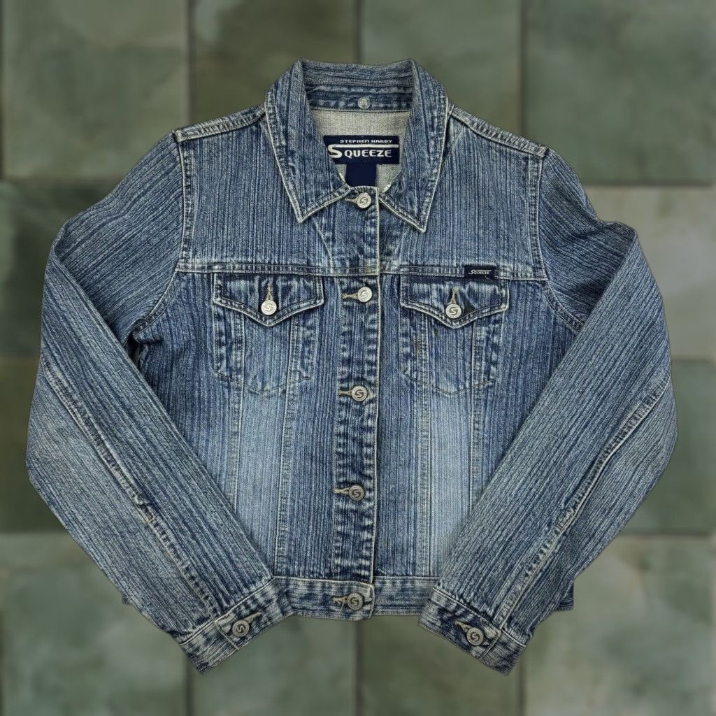 Vintage VINTAGE Stephen Hardy Squeeze Denim Jacket Womens Medium Blue Y2K Grunge 2000s Size M / US 6-8 / IT 42-44 - 1 Thumbnail