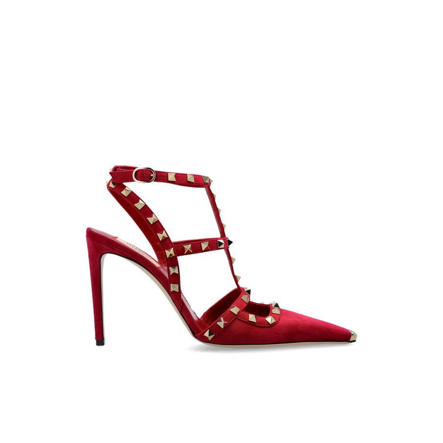 Valentino Garavani Suede Rockstud Red 110mm Pumps New & Auth, Women's