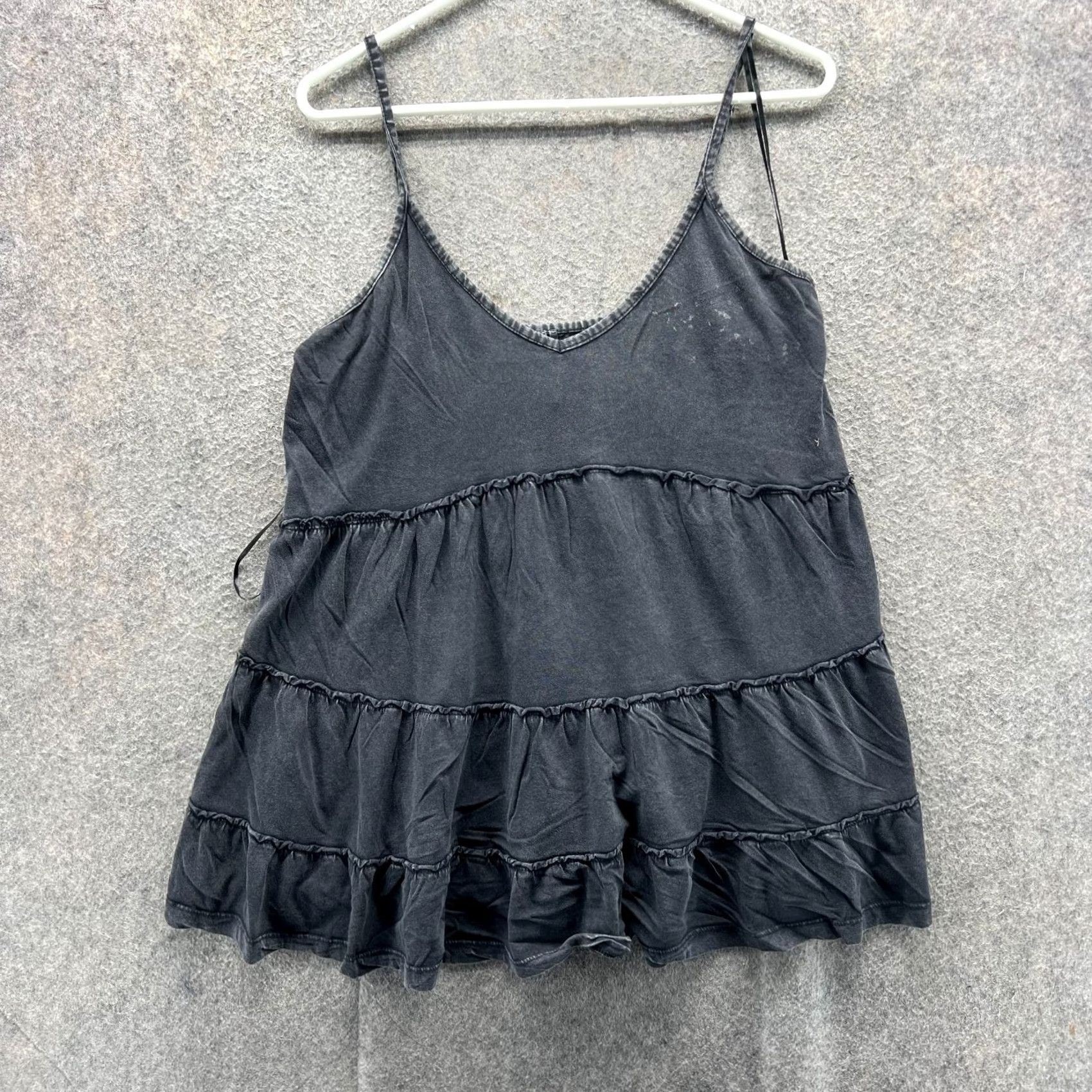 Anthropologie VINTAGE Anthropologie Blouse Shirt Womens Medium Gray Sleeveless Tank Top Ruffle Basic Casual Summer Spring Size M / US 6-8 / IT 42-44 - 2 Thumbnail
