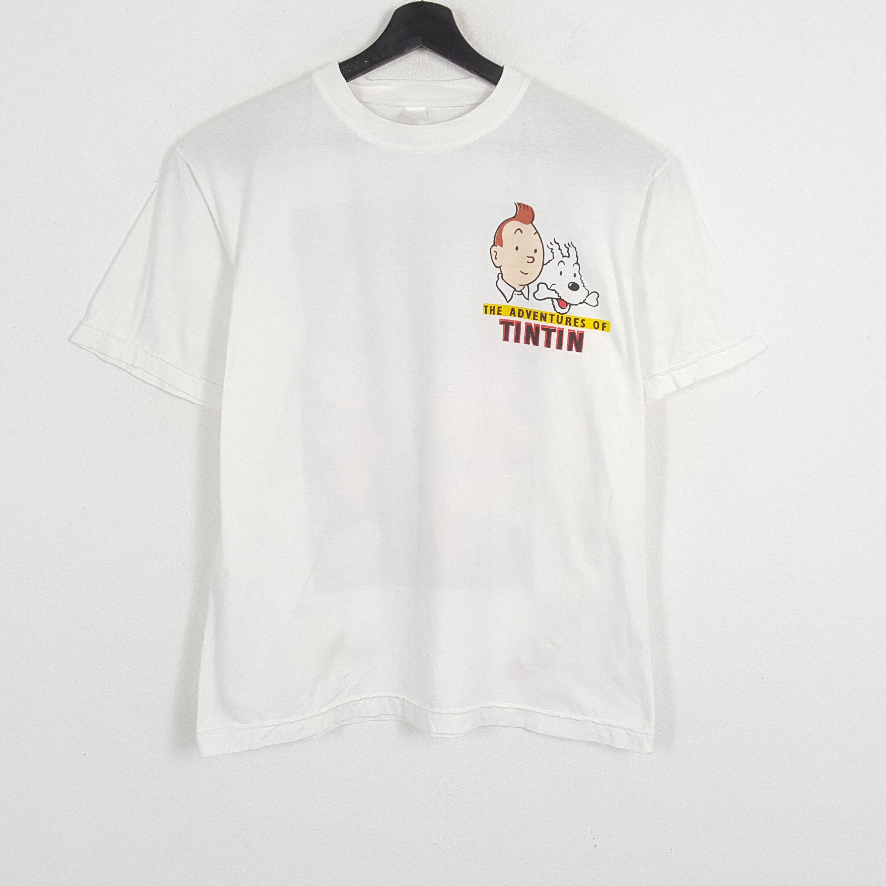 Vintage THE ADVENTURE OF TINTIN Cartoon Back Print Design Tshirt Size US L / EU 52-54 / 3 - 3 Thumbnail