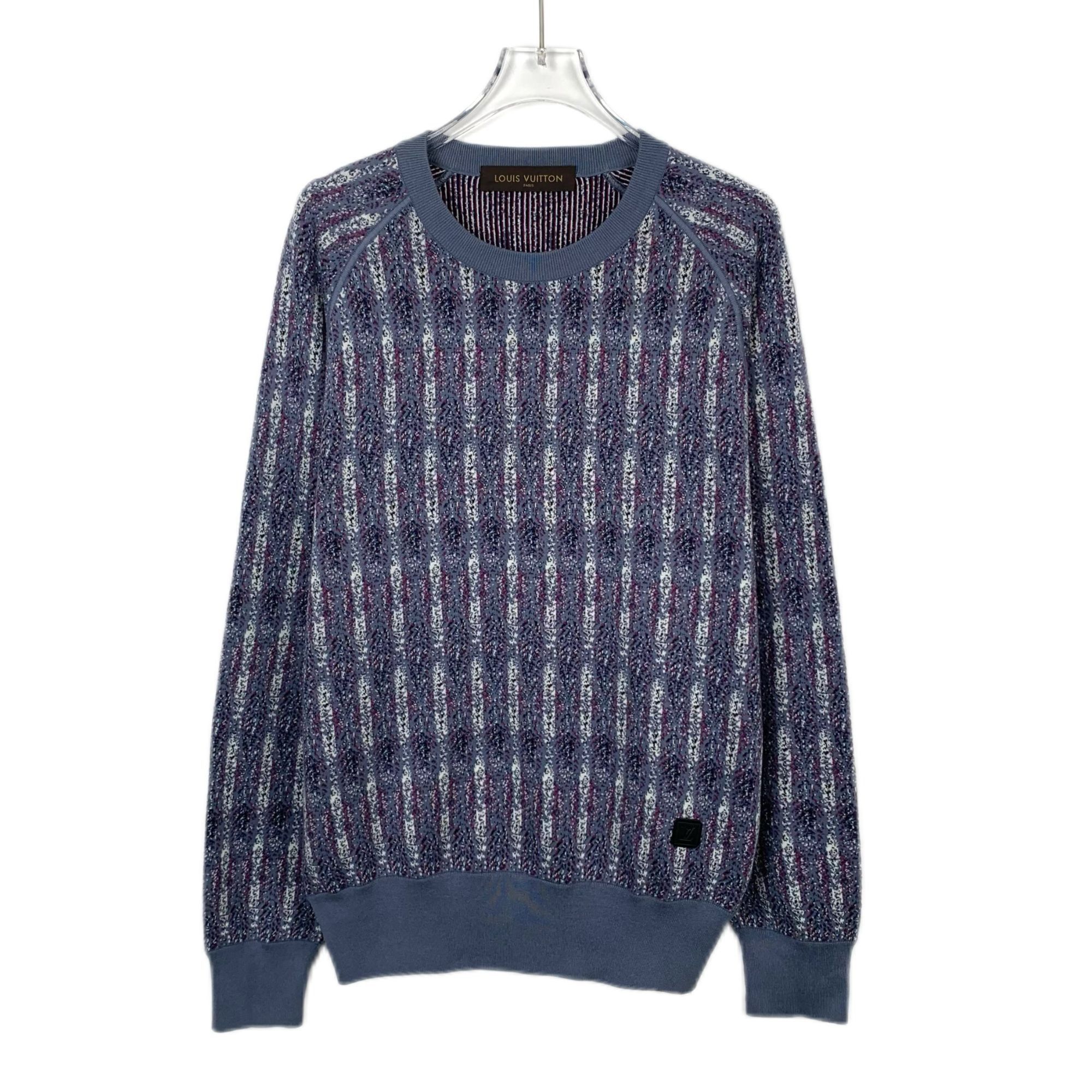 Louis Vuitton Louis Vuitton Purple Logo Patch Cotton Knit Sweater (Size S) Size S / US 4 / IT 40 - 1 Thumbnail