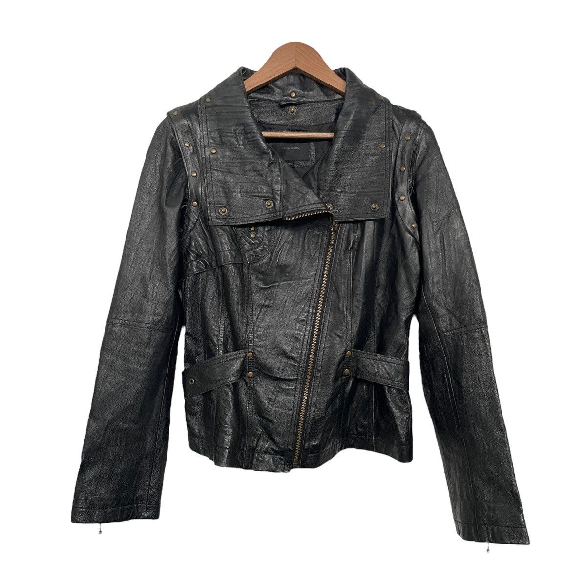 image of Designer Vero Moda Leather Jacket in Black, Men's (Size Small)