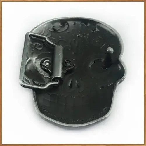 Other blue enameled skull head belt buckle ( no belt ) Size ONE SIZE - 4 Thumbnail