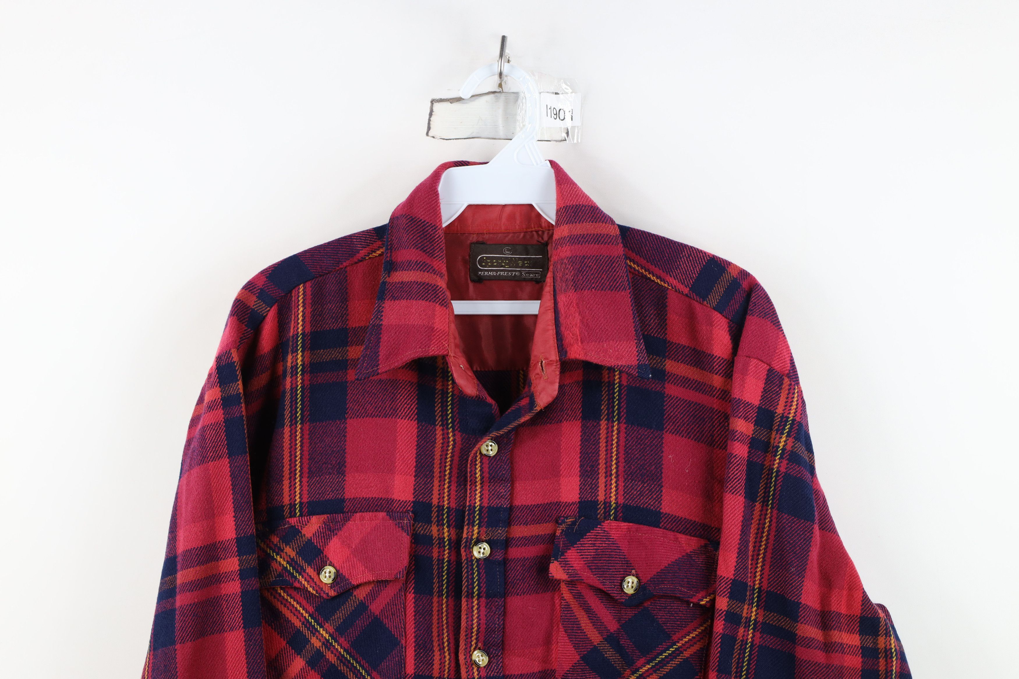Vintage Vintage 70s Streetwear Knit Double Pocket Button Shirt Size US L / EU 52-54 / 3 - 2 Thumbnail