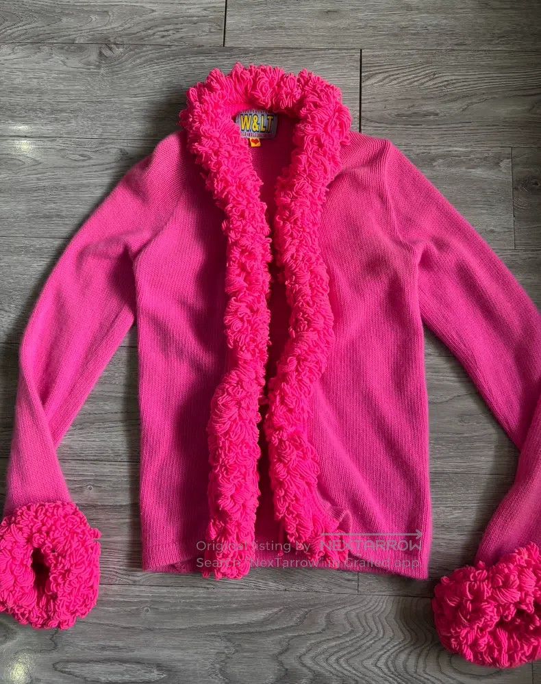 Walter Van Beirendonck Walter Van Beirendonck Pink circle knitted sweater jacket Size US XS / EU 42 / 0 - 3 Thumbnail