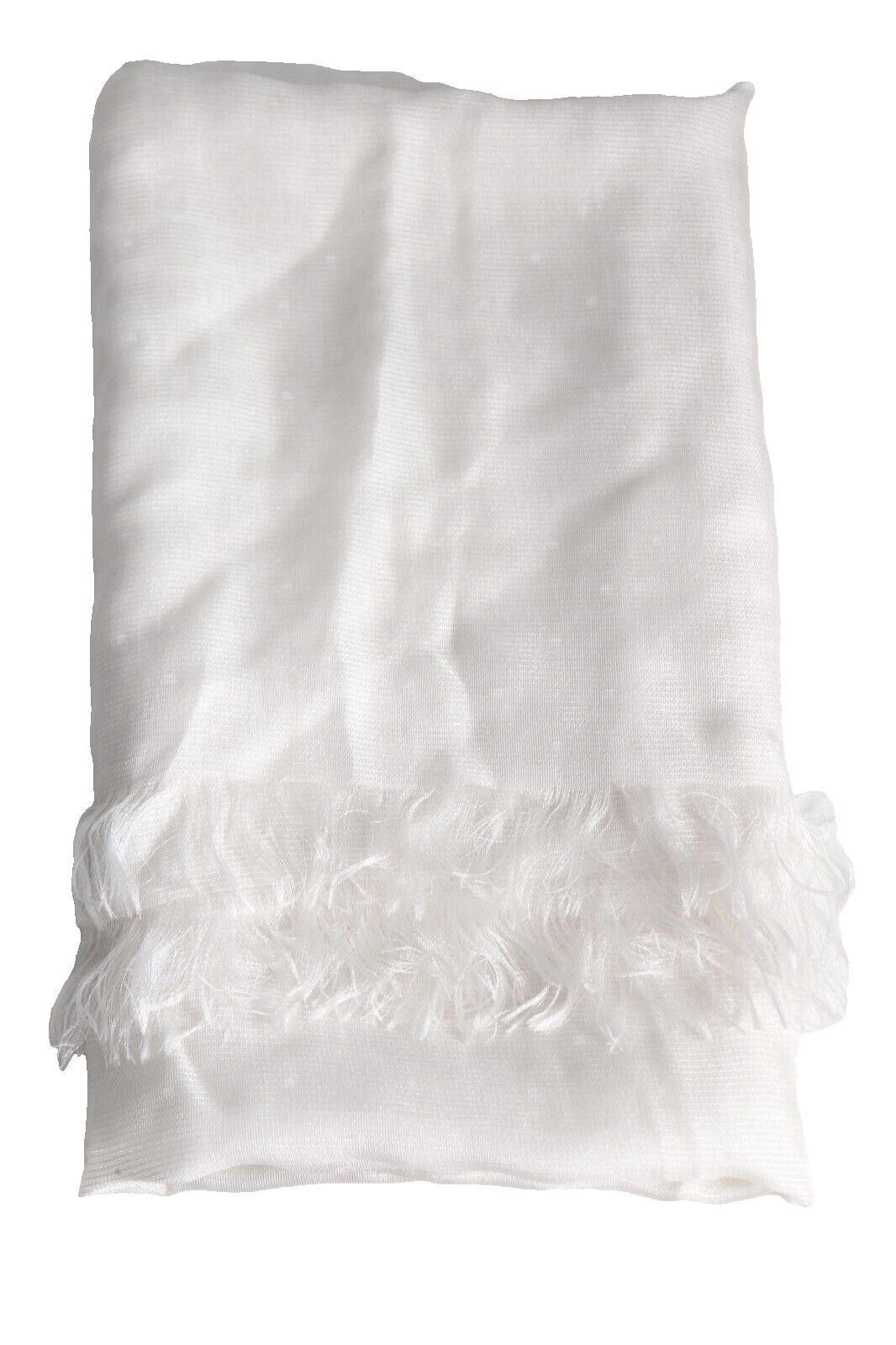 Dries Van Noten Dries Van Noten 50" x 50" Square White Scarf Dotted Silk Size ONE SIZE - 7 Thumbnail