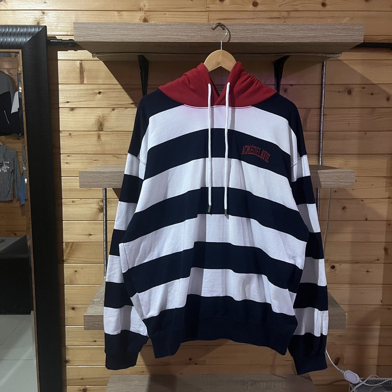 acme de la vie acmé de la vie STRIPE ARCH LOGO HOODIE NAVY Size US L / EU 52-54 / 3 - 8 Thumbnail