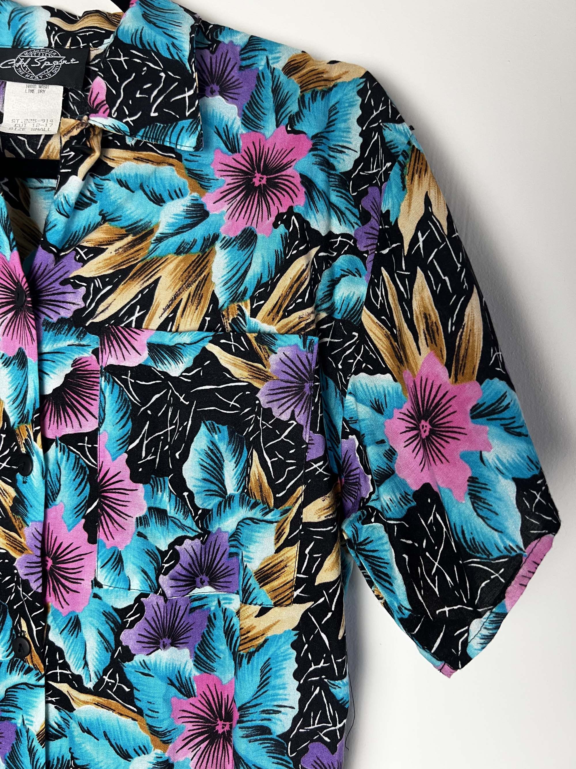 Vintage Vintage 1980's-1990's C.H. Sport Floral Aloha Luau Blouse Size S / US 4 / IT 40 - 4 Thumbnail