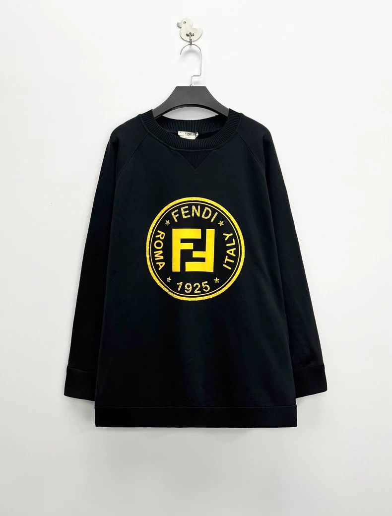 Fendi Fendi Black Double F Rhinestone Logo Sweatshirt - dmc Size US XL / EU 56 / 4 - 1 Thumbnail