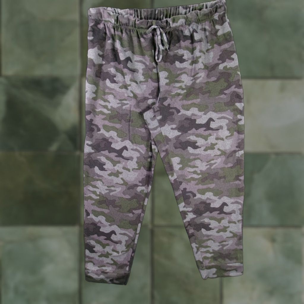 Vintage Time Tru Pants Women Large Camo Jogger Lounge Elastic Waist Drawstring Army Cozy Size 36" / US 14 / IT 50 - 1 Thumbnail