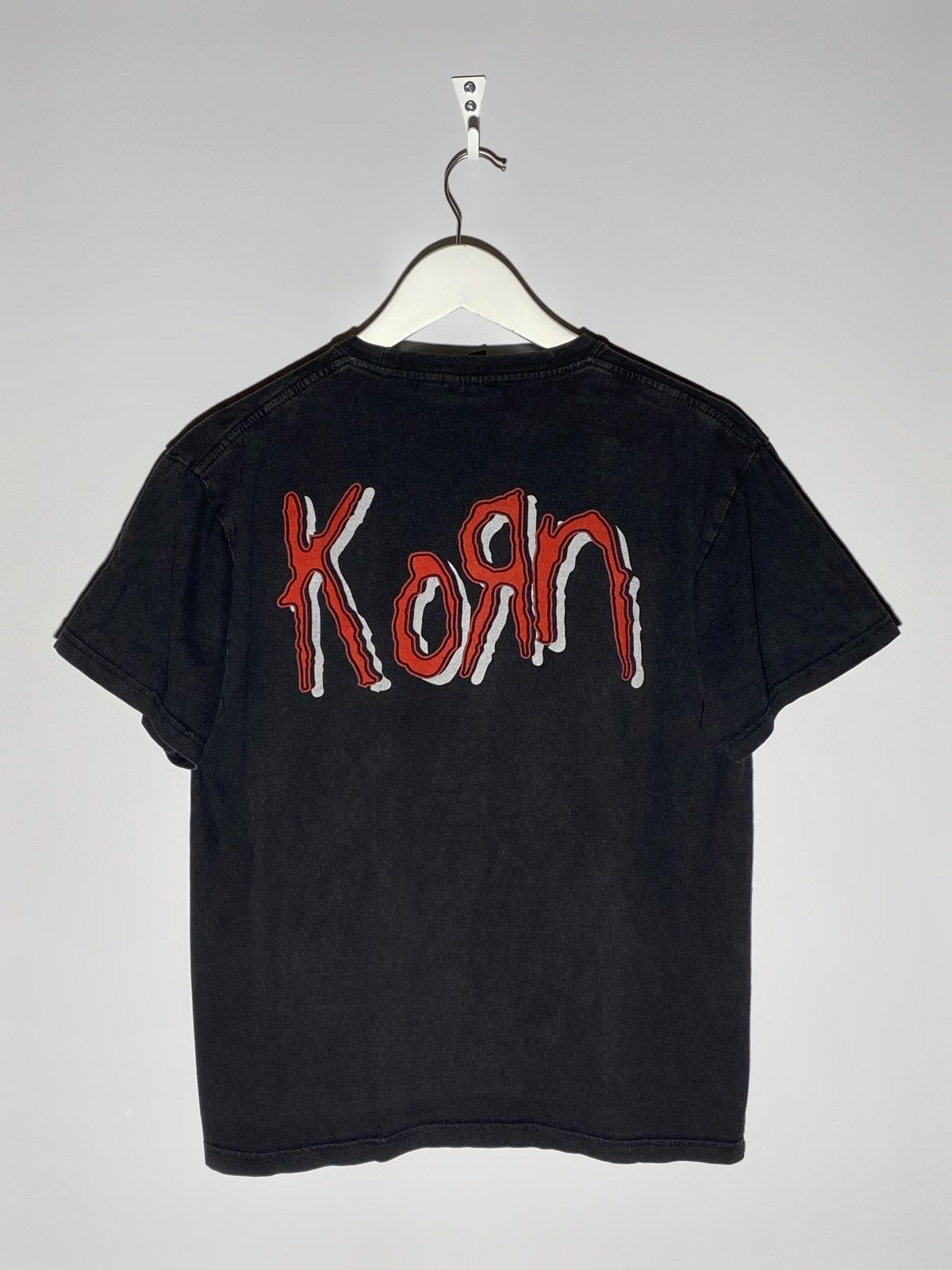 Vintage 00s Korn Rock Band Graphic Print Black T-shirt