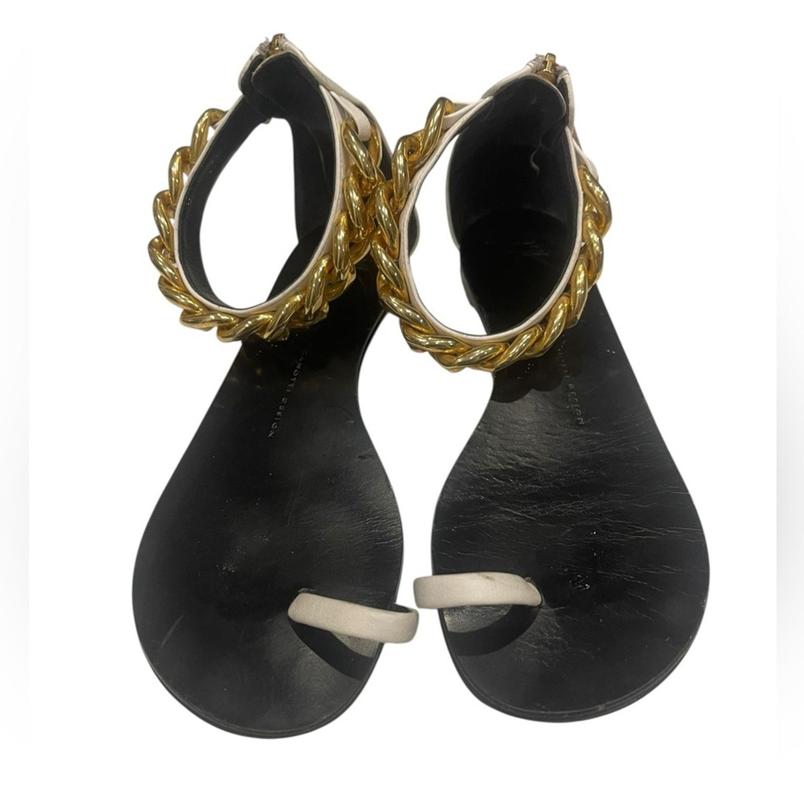 Giuseppe Zanotti Giuseppe Zanotti Bicolor Chain Ankle Strap Flat Sandal 38 Size US 7.5 / IT 37.5 - 2 Thumbnail