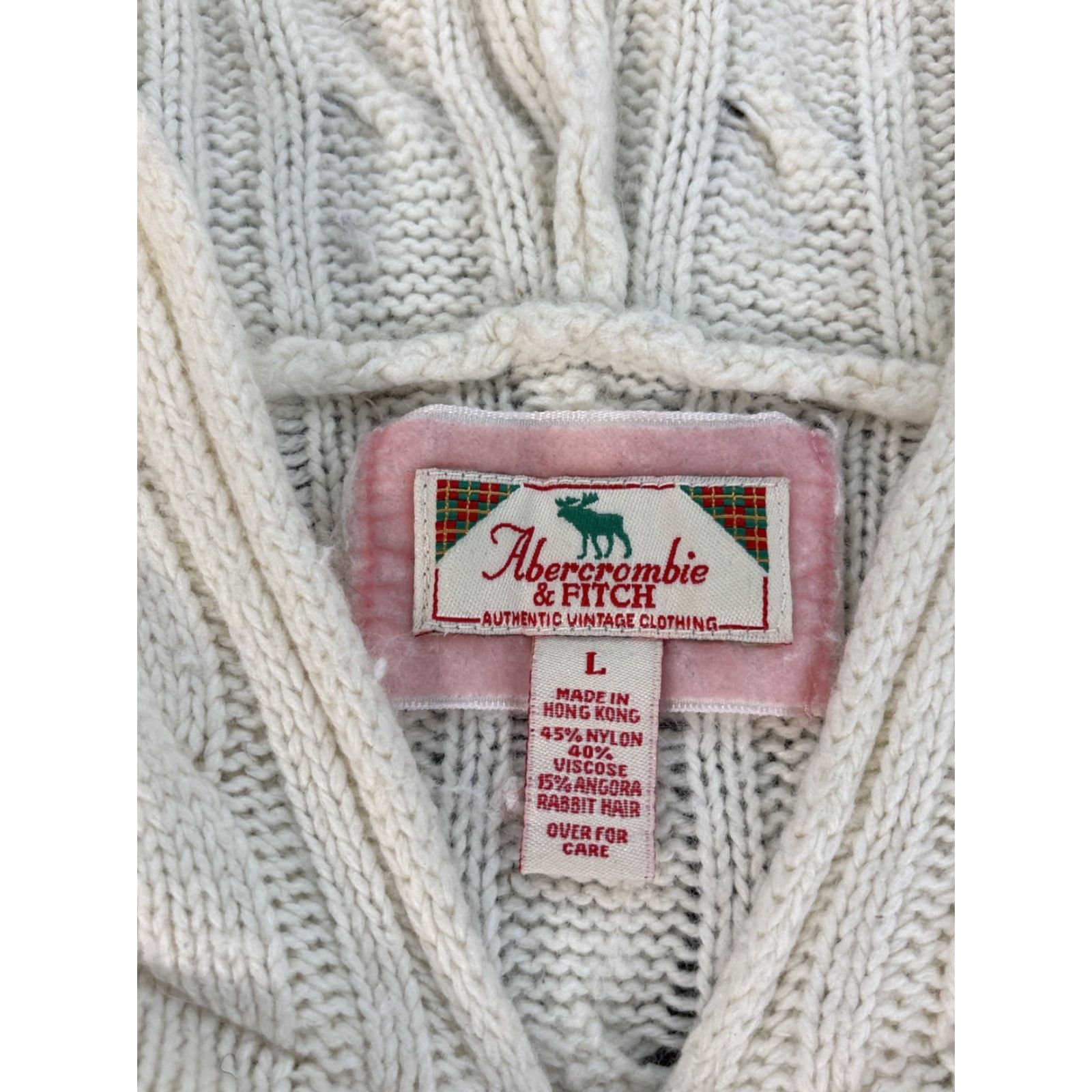 Abercrombie & Fitch VINTAGE Abercrombie & Fitch Sweater Hoodie Cable Knit Crew Neck Ivory Angora L Women 90s Pullover Size L / US 10 / IT 46 - 5 Thumbnail