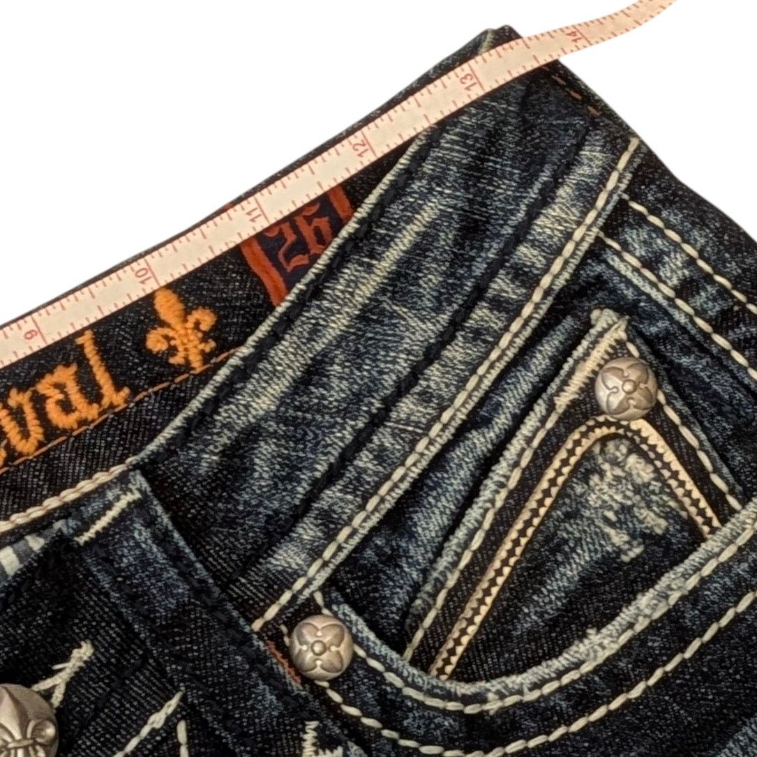 Rock Revival New ROCK REVIVAL Capri Jeans Dark Wash Fleur de Lis Pocket Size 26" / US 2 / IT 38 - 6 Thumbnail
