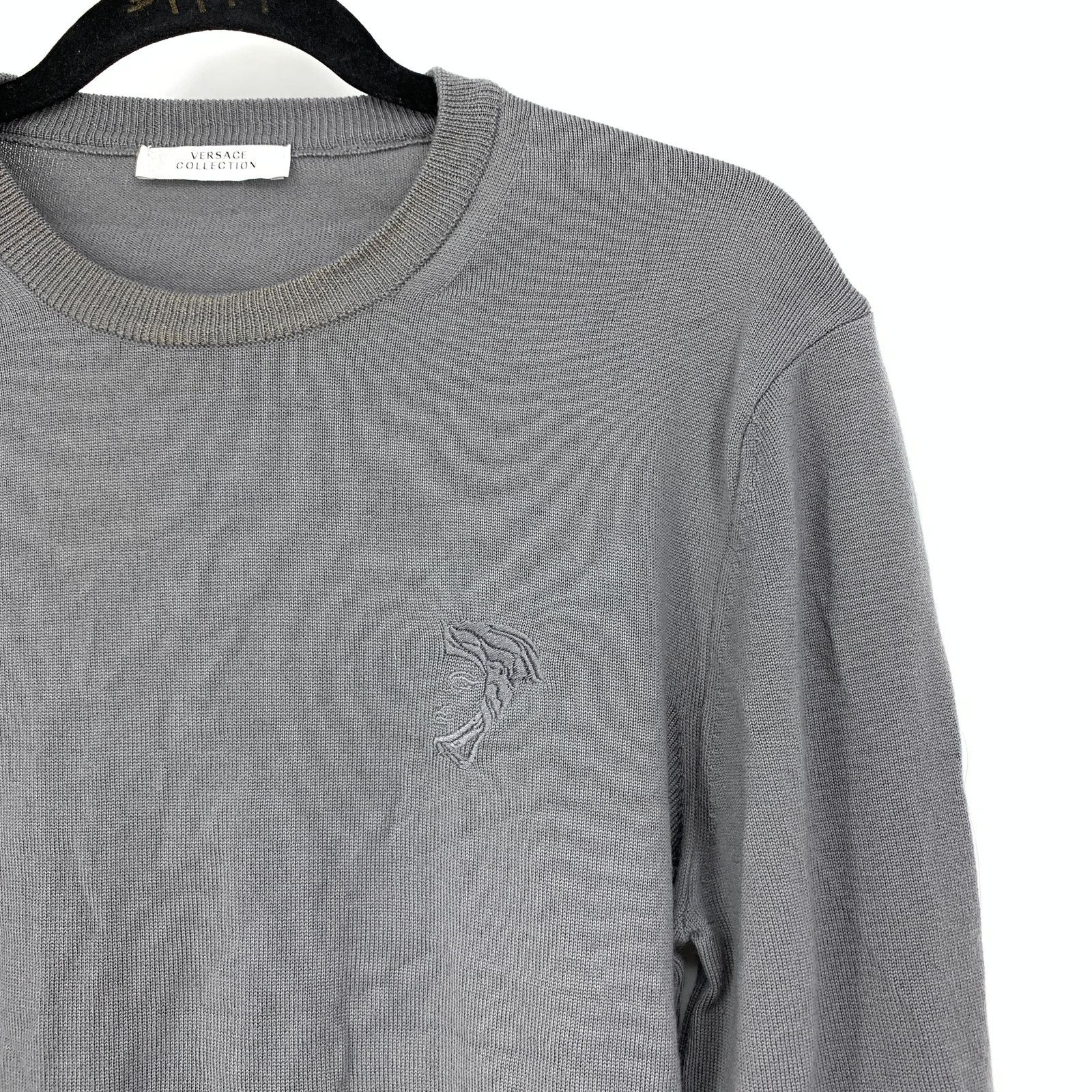 Versace Versace Collection Sweater Mens M Crew Long Sleeve Gray Wool Size US M / EU 48-50 / 2 - 3 Thumbnail