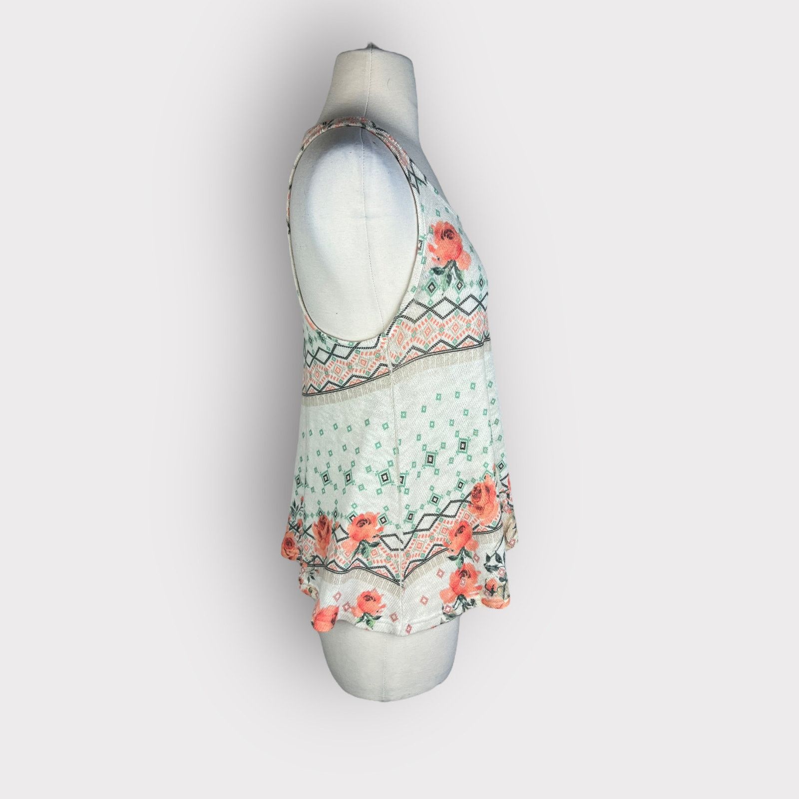 Vintage Gaze | Rose Print Knit Tank Top | Small Size S / US 4 / IT 40 - 2 Thumbnail
