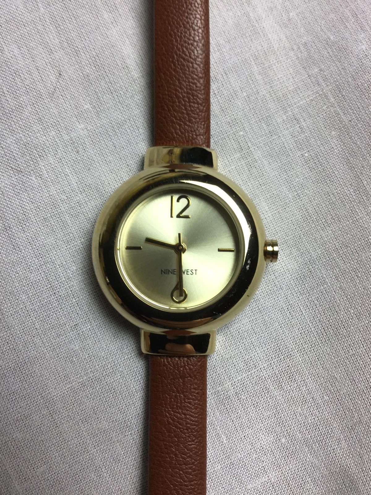 Nine West Nine West Gold Tone Watch with VERY Long Brown Leather Strap Size ONE SIZE - 6 Thumbnail