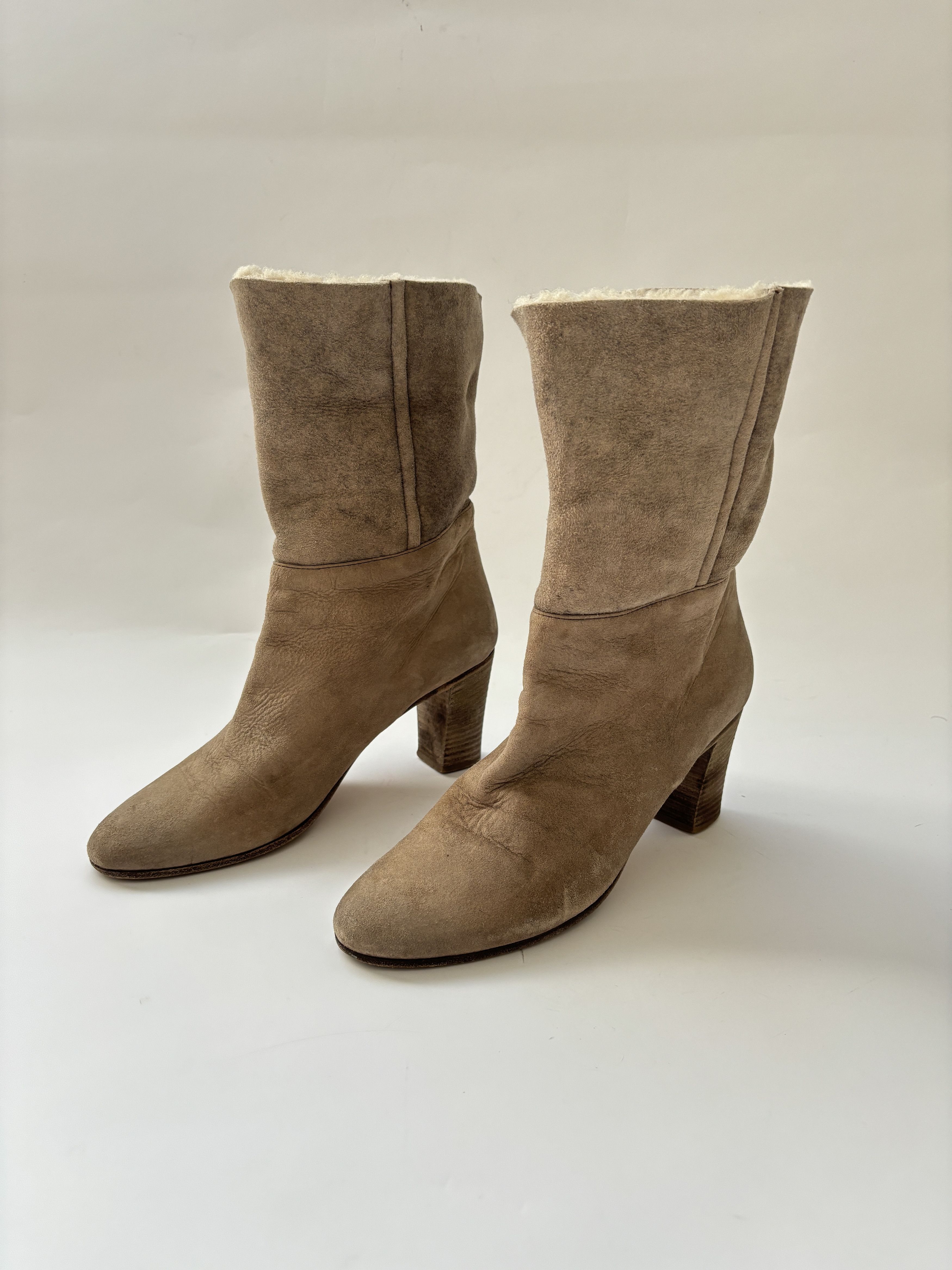 Maison Margiela ⚡️QUICK SALE⚡️Maison Margiela Shearling Beige Mid Boots Size US 10 / IT 40 - 3 Thumbnail