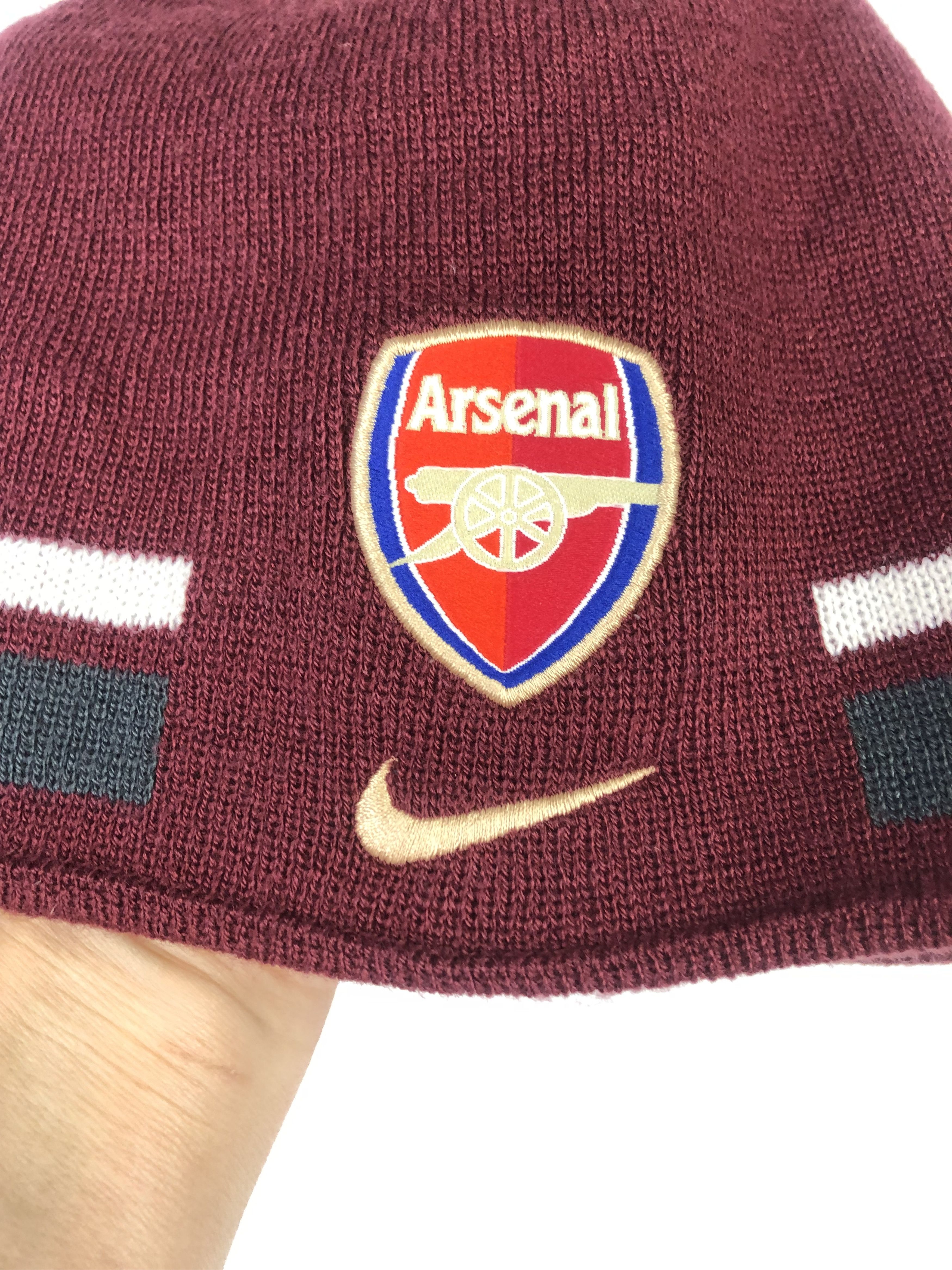 Nike Vintage Nike Arsenal Beanie Hat Football Cap Burgundy o2 Size ONE SIZE - 4 Thumbnail