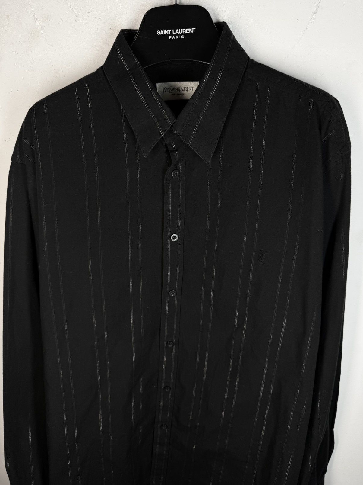Yves Saint Laurent Black YSL Shirt Shiny Metal Stripes Sparkling Size US XL / EU 56 / 4 - 8 Thumbnail