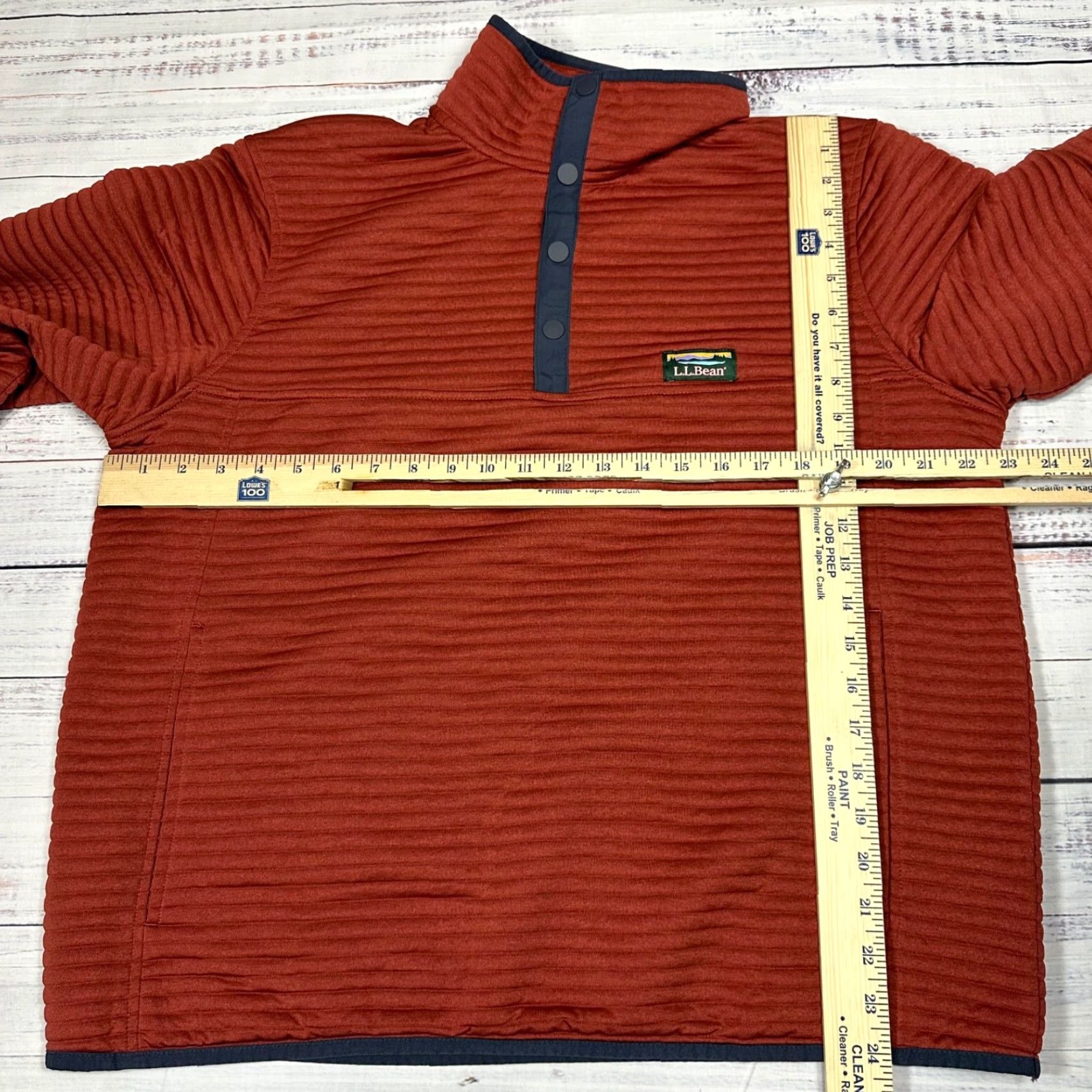 Vintage L.L. Bean Men Long Sleeve Pullover Snap Activewear Top Sz L Orange Burnt Orange Reg Pullover Casual Activewear Mens Size US L / EU 52-54 / 3 - 2 Thumbnail
