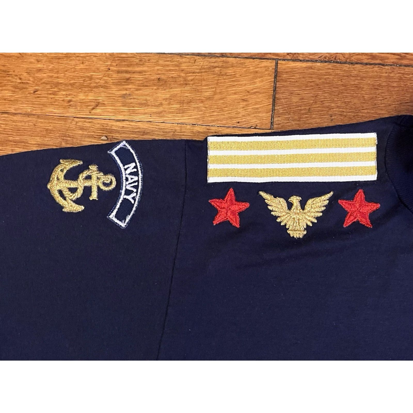 Jerzees VINTAGE Jerzees T-Shirt Navy Appliqué Blue Classic Short Sleeve XL Women’s Crew Neck Shirt Size XL / US 12-14 / IT 48-50 - 4 Thumbnail