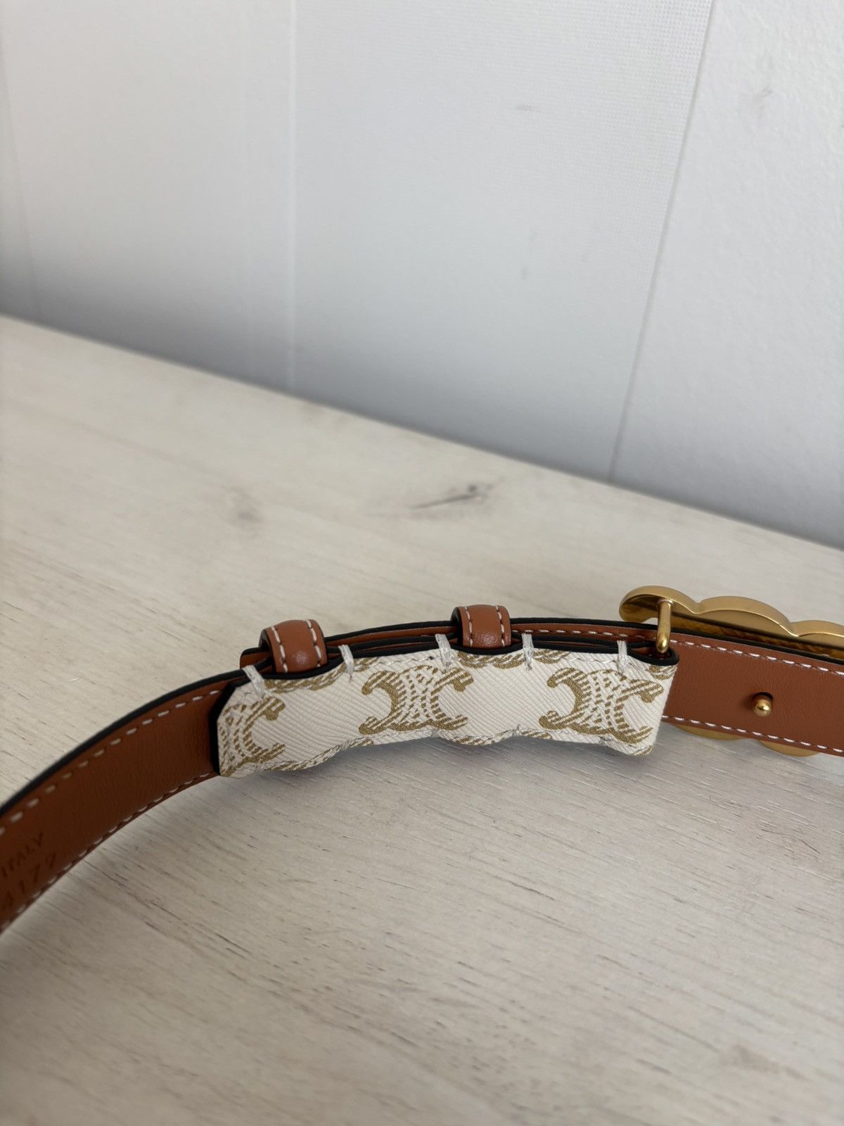 Celine Celine Paris Triomphe Gray/Brown Monogram Belt Made in Italy Size ONE SIZE - 7 Thumbnail