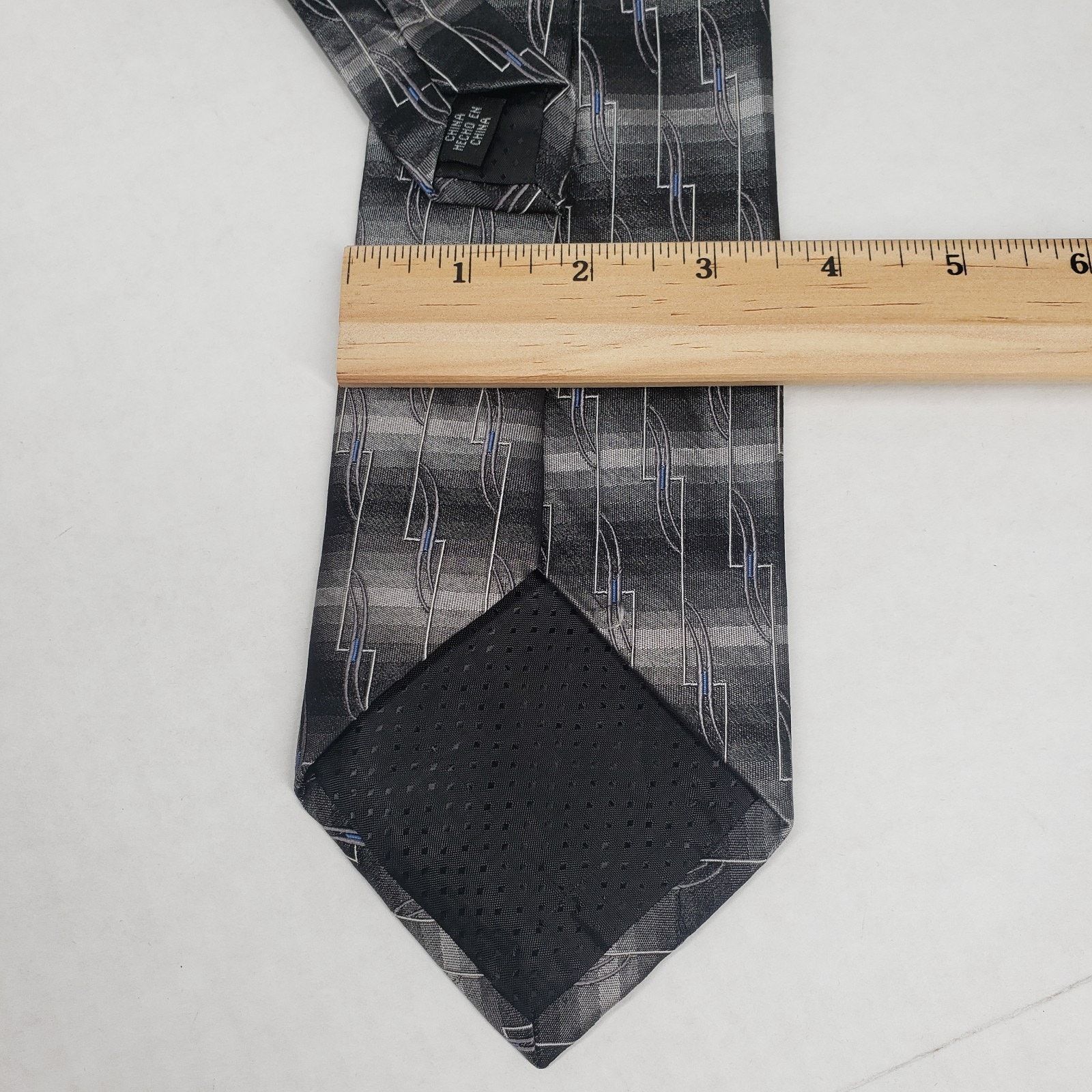 Vintage Vintage Mens Necktie Striped Geometric Pattern Silver Party Size ONE SIZE - 8 Thumbnail