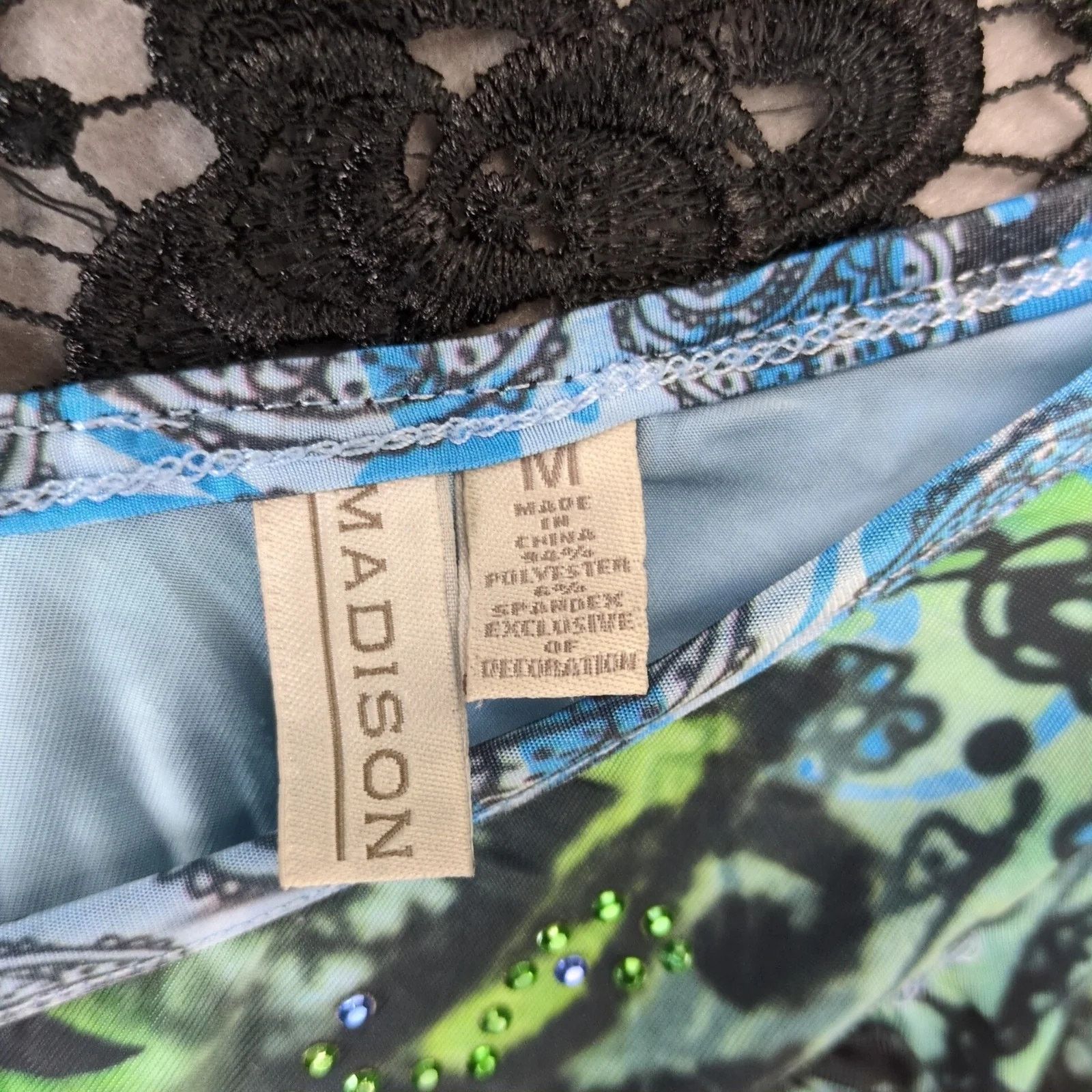 Madison Madison Y2K Babydoll Embellished Satin Top Black Lace M Size M / US 6-8 / IT 42-44 - 6 Thumbnail