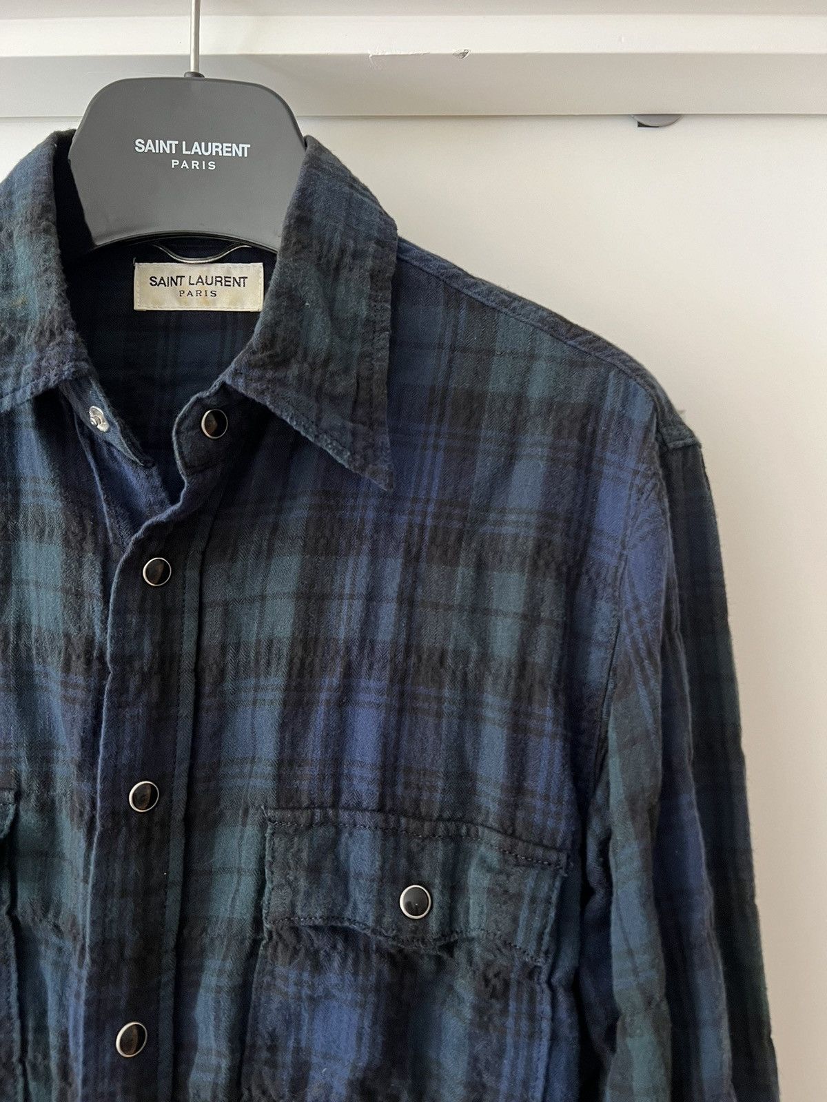 Hedi Slimane × Saint Laurent Paris 16SS Raw Hem Gradient Plaid Shirt sz XS Size US XS / EU 42 / 0 - 3 Thumbnail