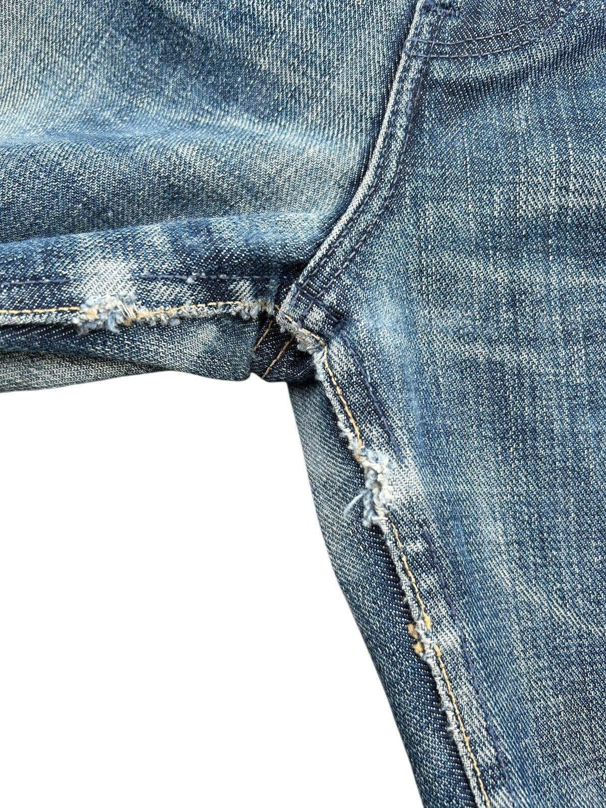 Kapital VINTAGE WRANGLER BLUE BELL SELVEDGE DISTRESSED DENIM JEANS Size US 31 - 11 Thumbnail