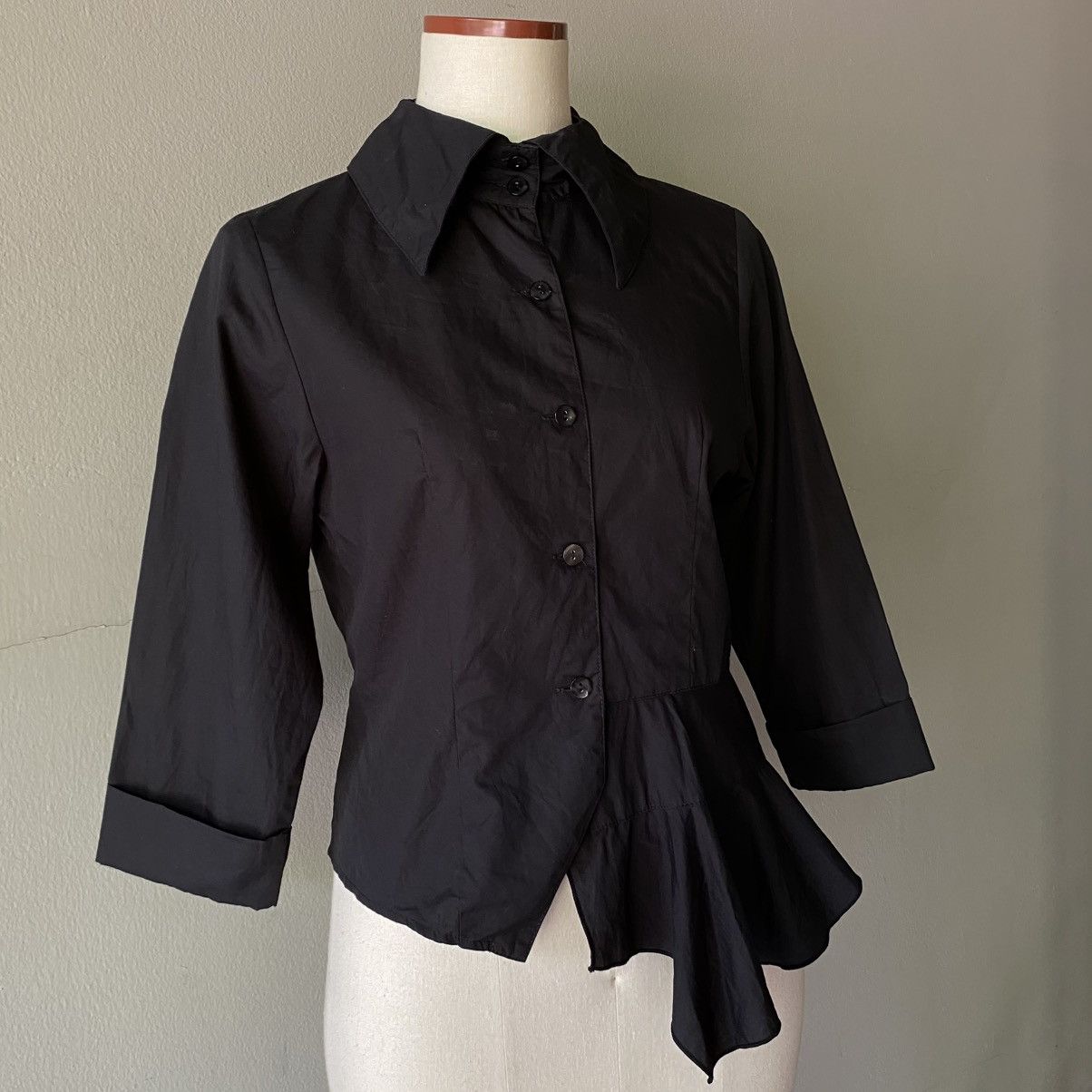 Japanese Brand × Seditionaries PEACE NOW Y2K Punk Fitted Black Ruffle Trim Blouse Size M / US 6-8 / IT 42-44 - 15 Thumbnail