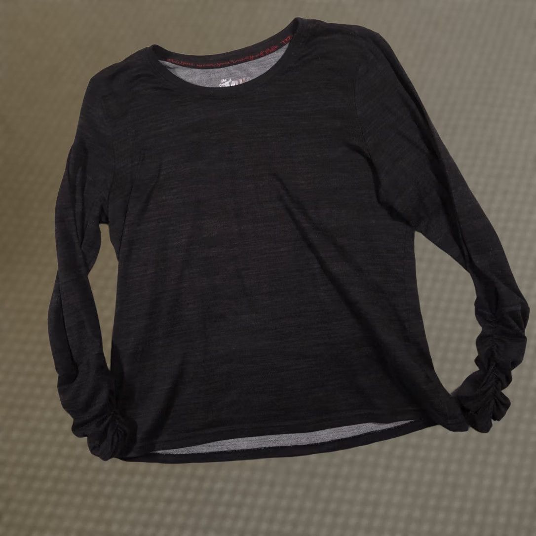 Vintage Muk Luks Shirt Womens Large Gray Crew Neck Ruched Long Sleeve Top Size L / US 10 / IT 46 - 1 Thumbnail