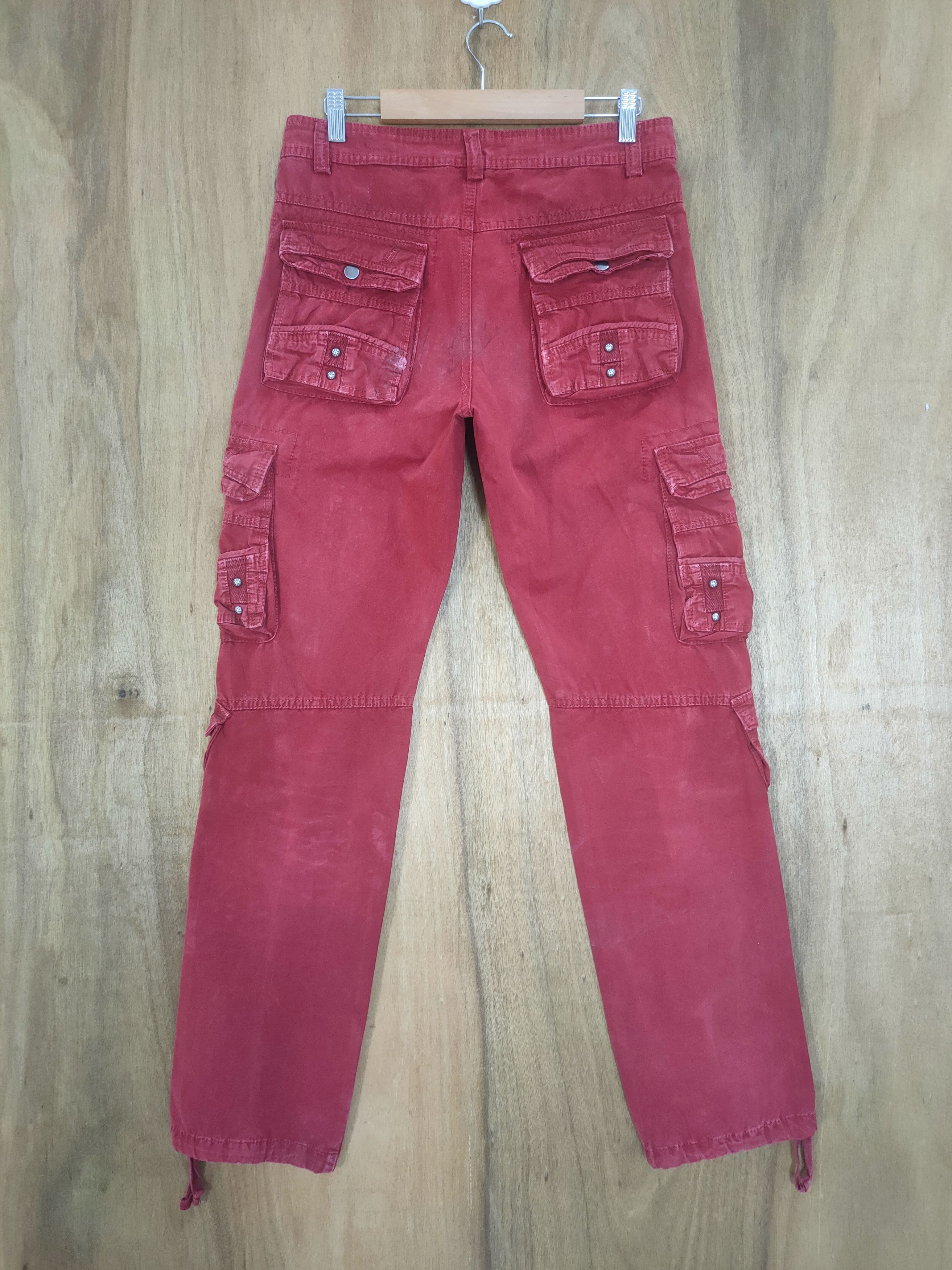 Japanese Brand VINTAGE JAPANESE 10 POCKET RED CARGO PANTS Size US 30 / EU 46 - 6 Thumbnail