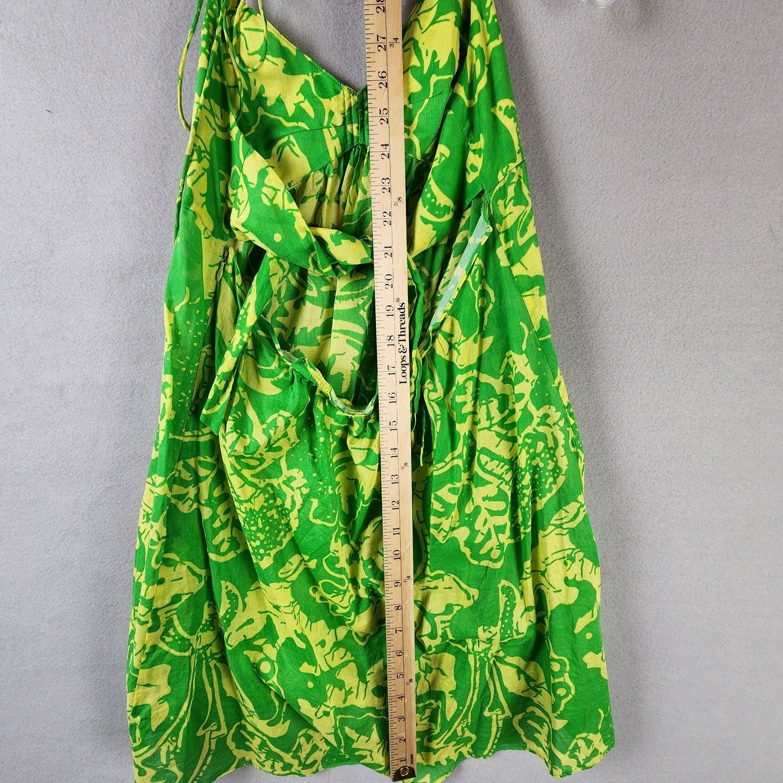 Tibi Tibi Tropical Floral Halter Top Green Yellow Ruched Bodice Size S / US 4 / IT 40 - 5 Thumbnail