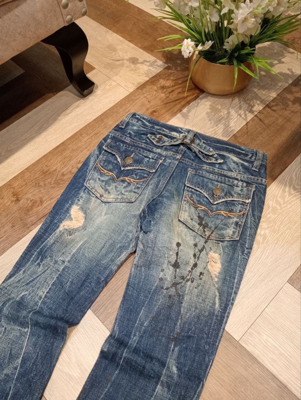 GOSTAR DE FUGA FUGA BLUE DISTRESSED FLARED DENIM PANTS Size US 30 / EU 46 - 14 Thumbnail