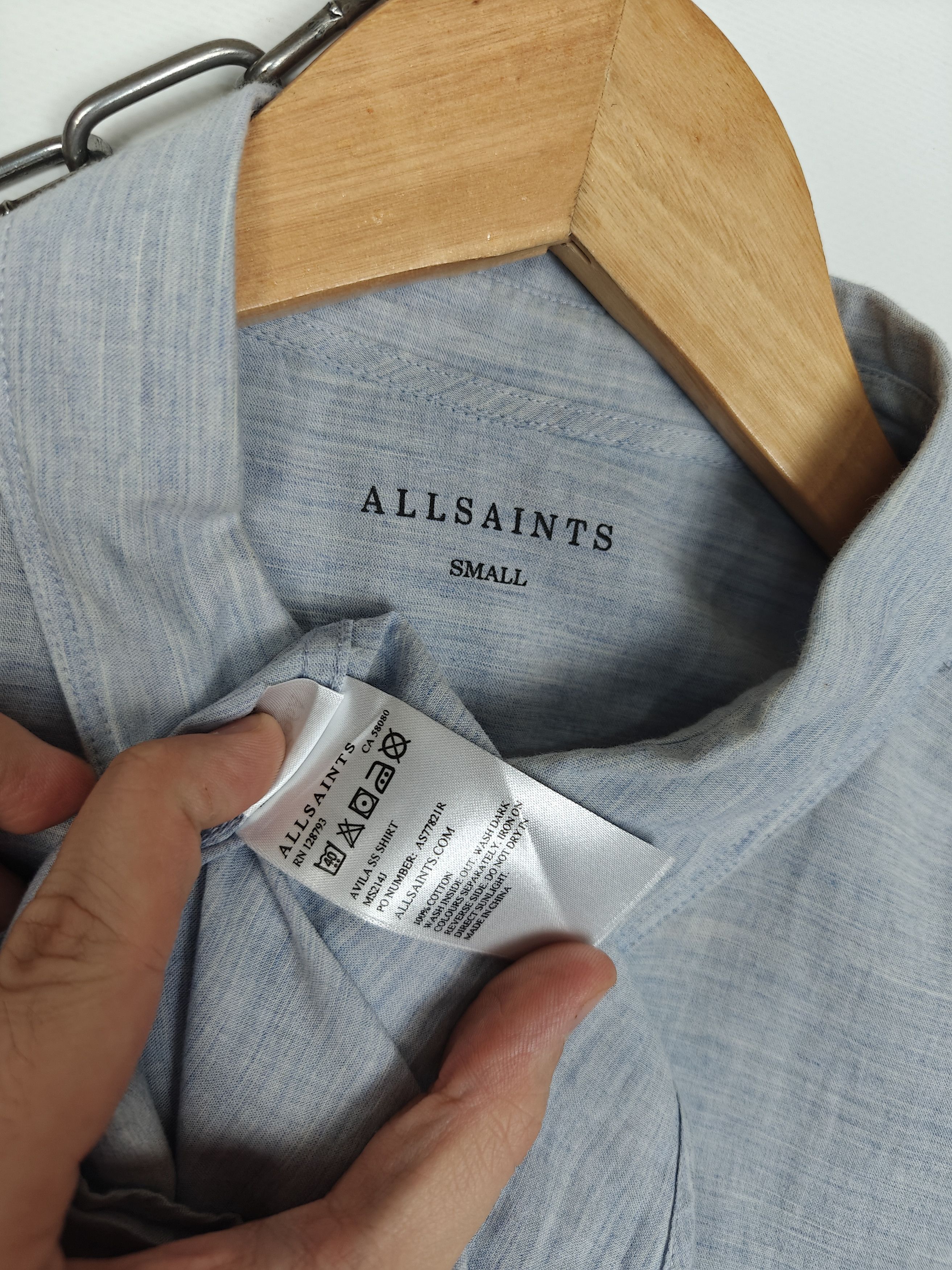 Allsaints Allsaints Avila SS Shirt Small Logo Light Blue size S Size US S / EU 44-46 / 1 - 8 Thumbnail