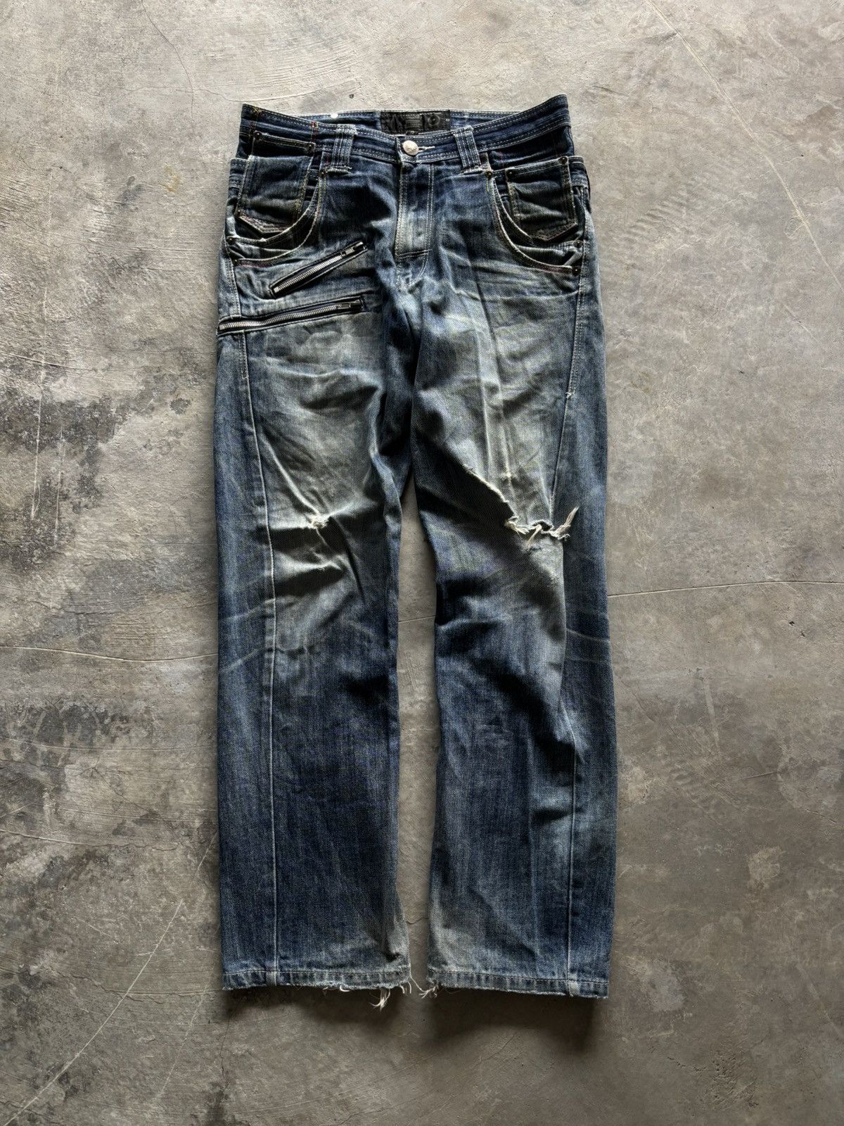 PPFM DOUBLE WAIST BREATHMINT DISTRESSED JAPANESE MULTIZIPPER PUNK Size US 31 - 1 Thumbnail